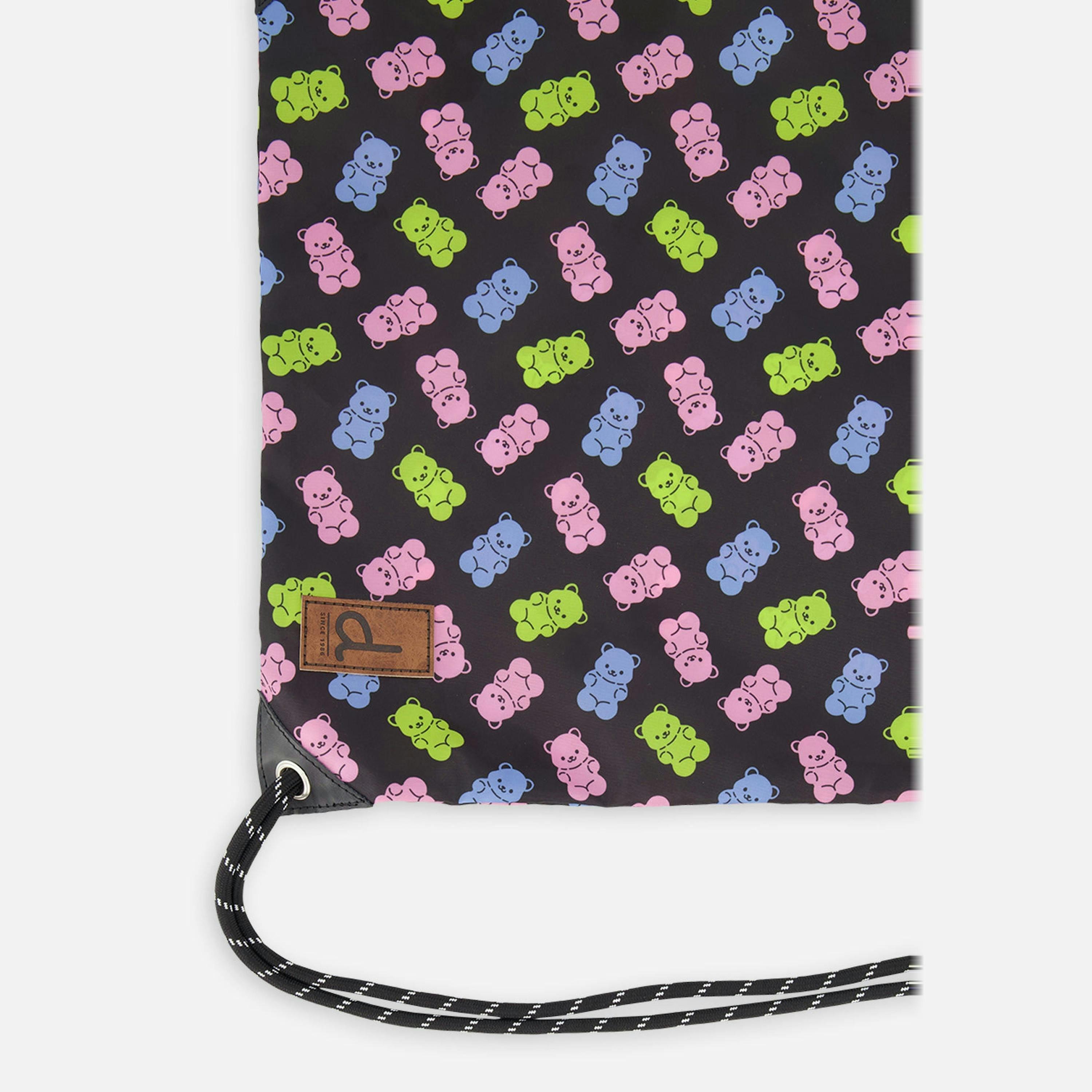 Drawstring Bag Black Printed Gummy Bears , view 3 of 4