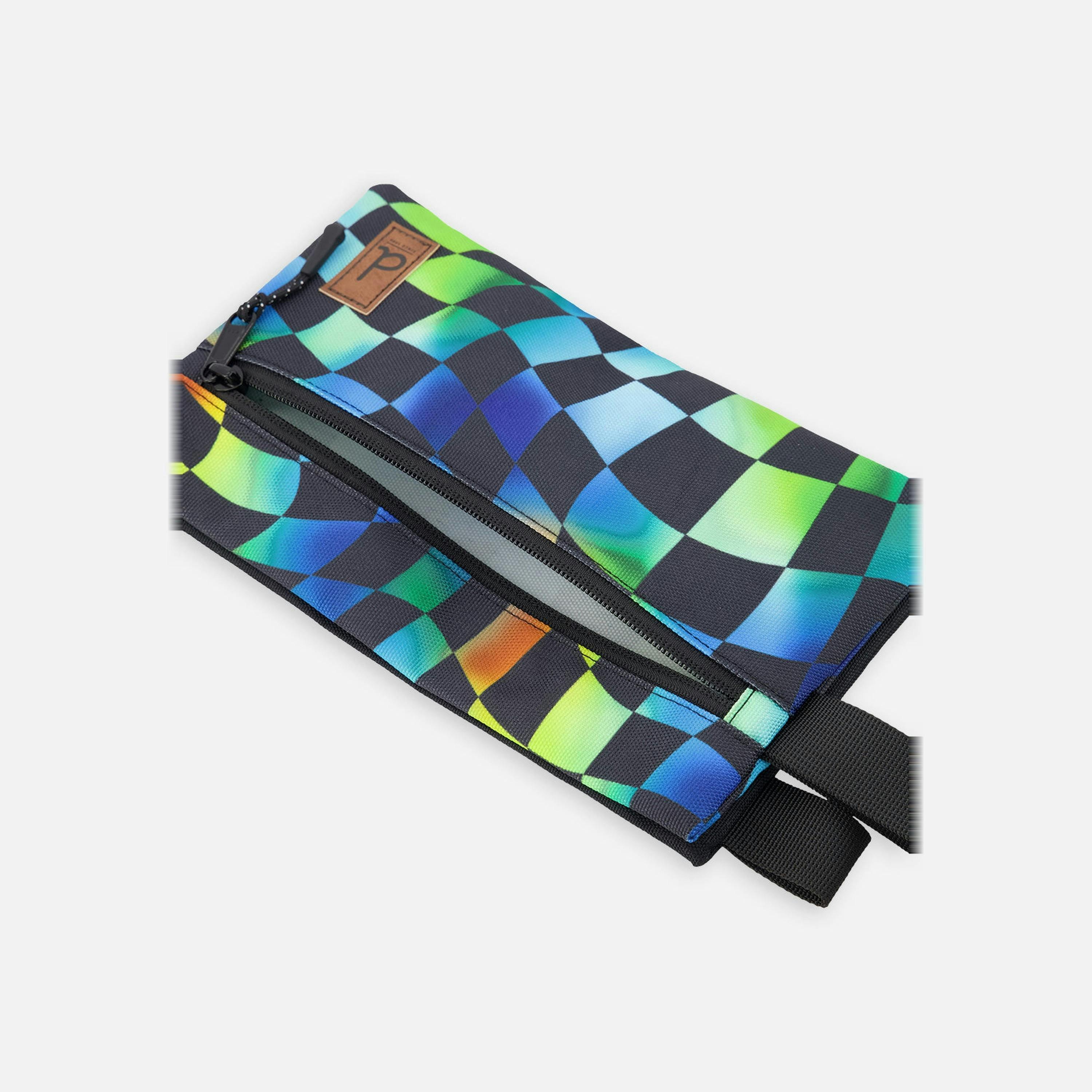Pencil Case Blue Checkered Print , view 3 of 5