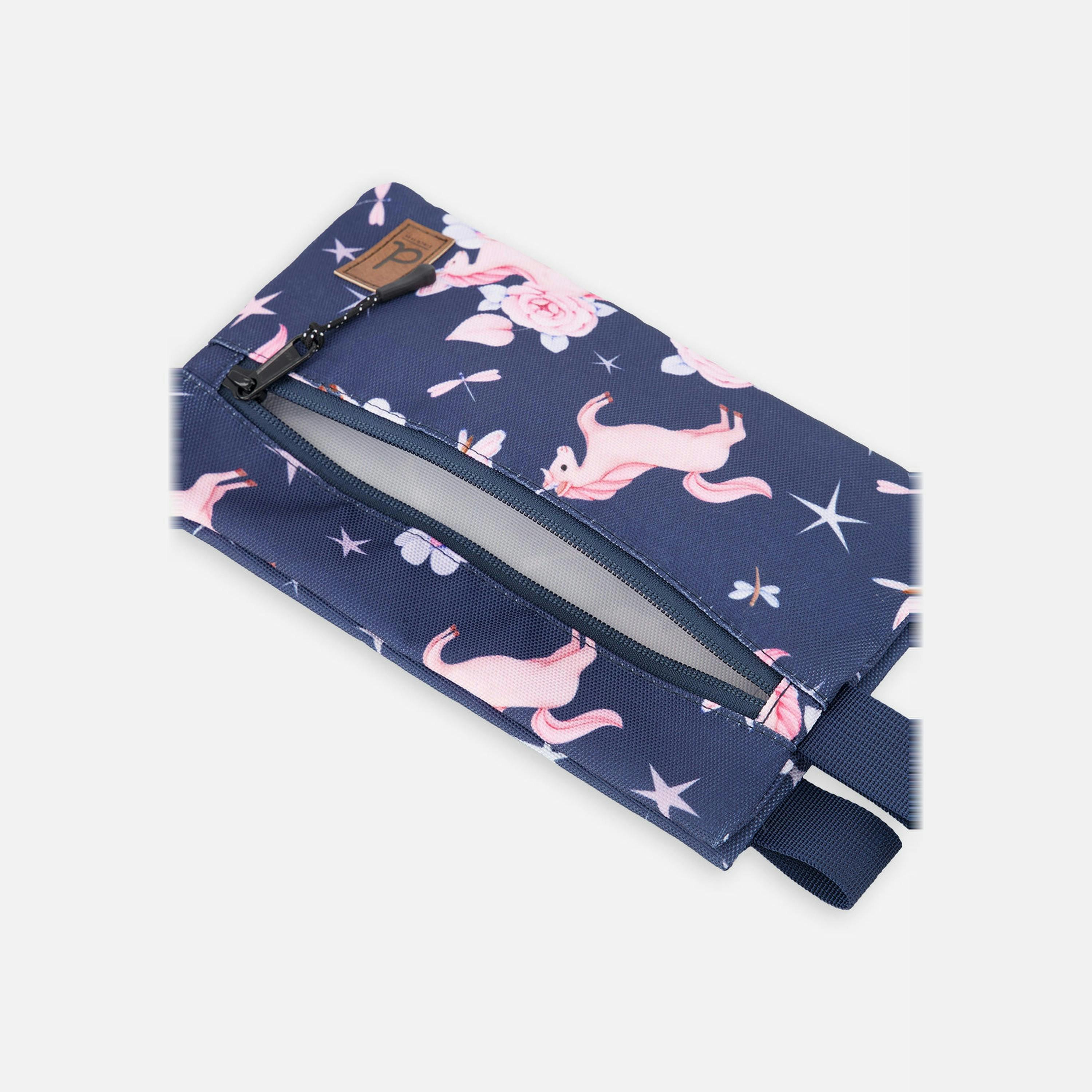 Pencil Case Navy Unicorn Print , view 3 of 4