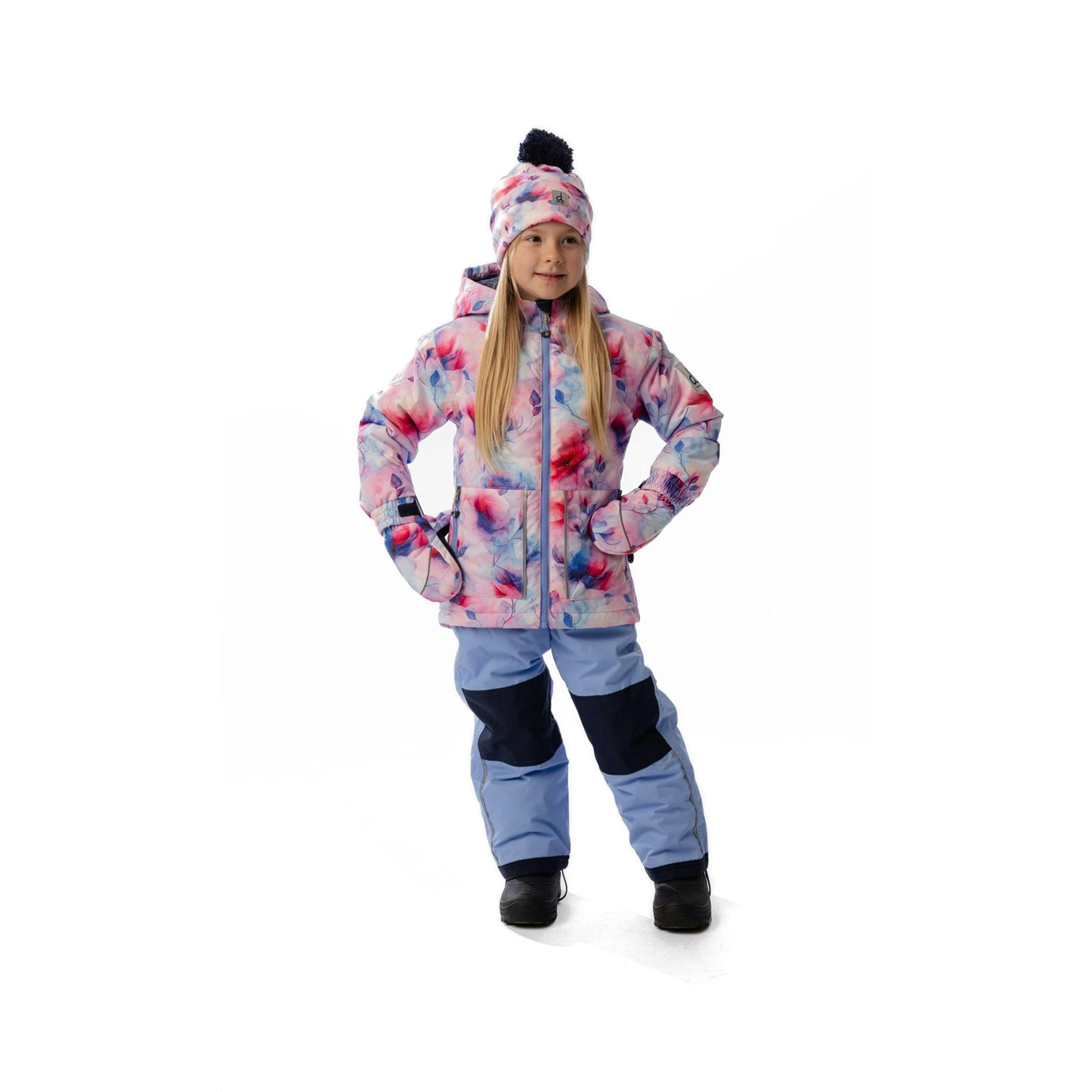 Light Weight Two Piece Chill Snowsuit Mauve Printed Flowers , view 2 of 6