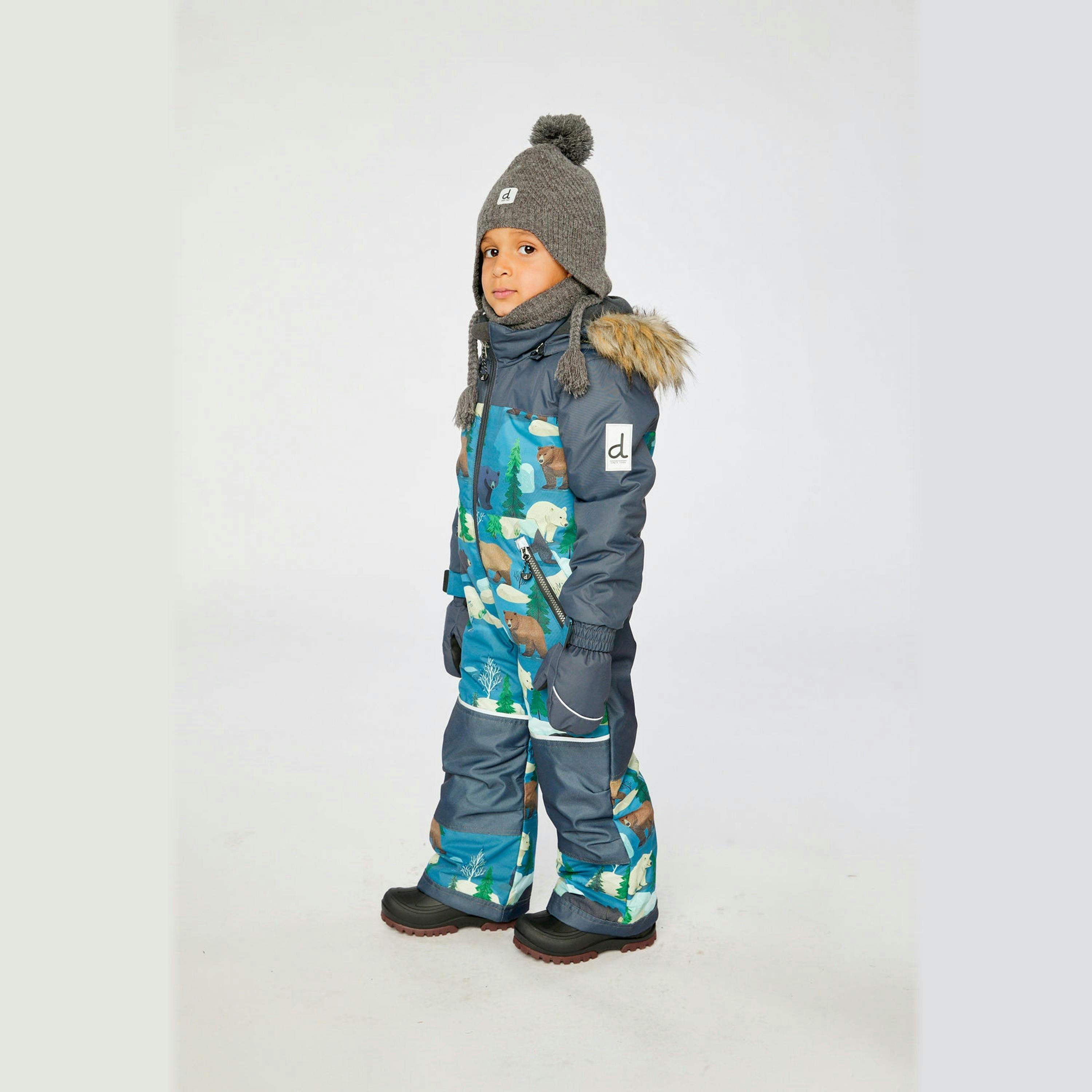 Kids One Piece Discover Snowsuit Blue Bear Print , view 4 of 6