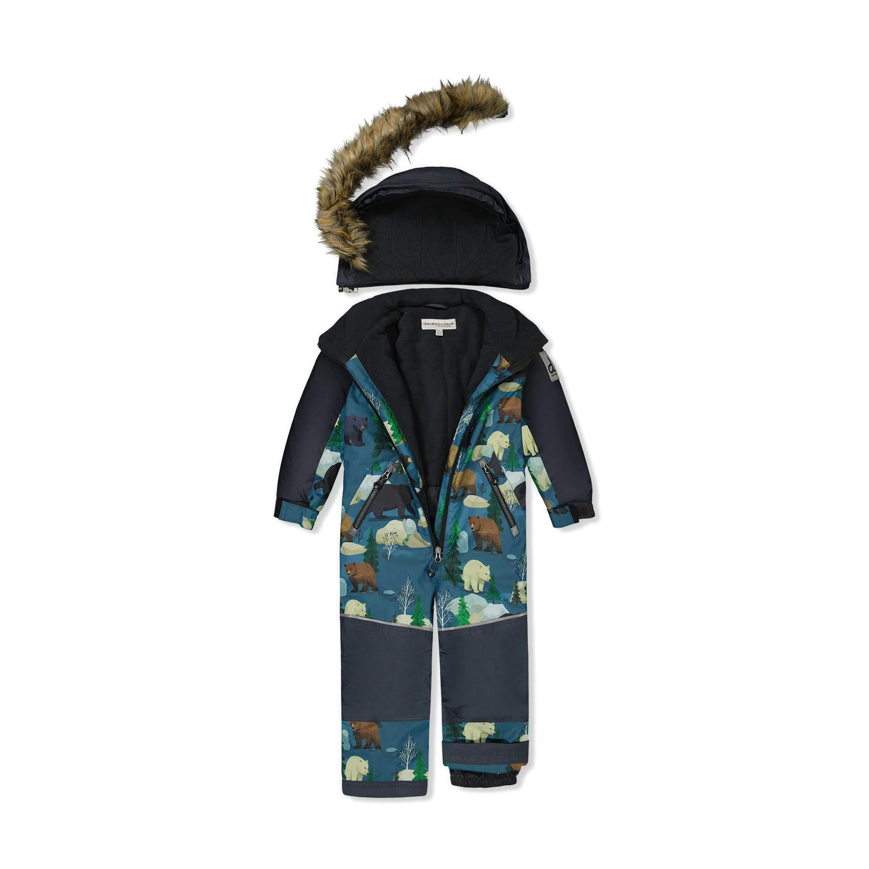 Kids One Piece Discover Snowsuit Blue Bear Print , view 6 of 6