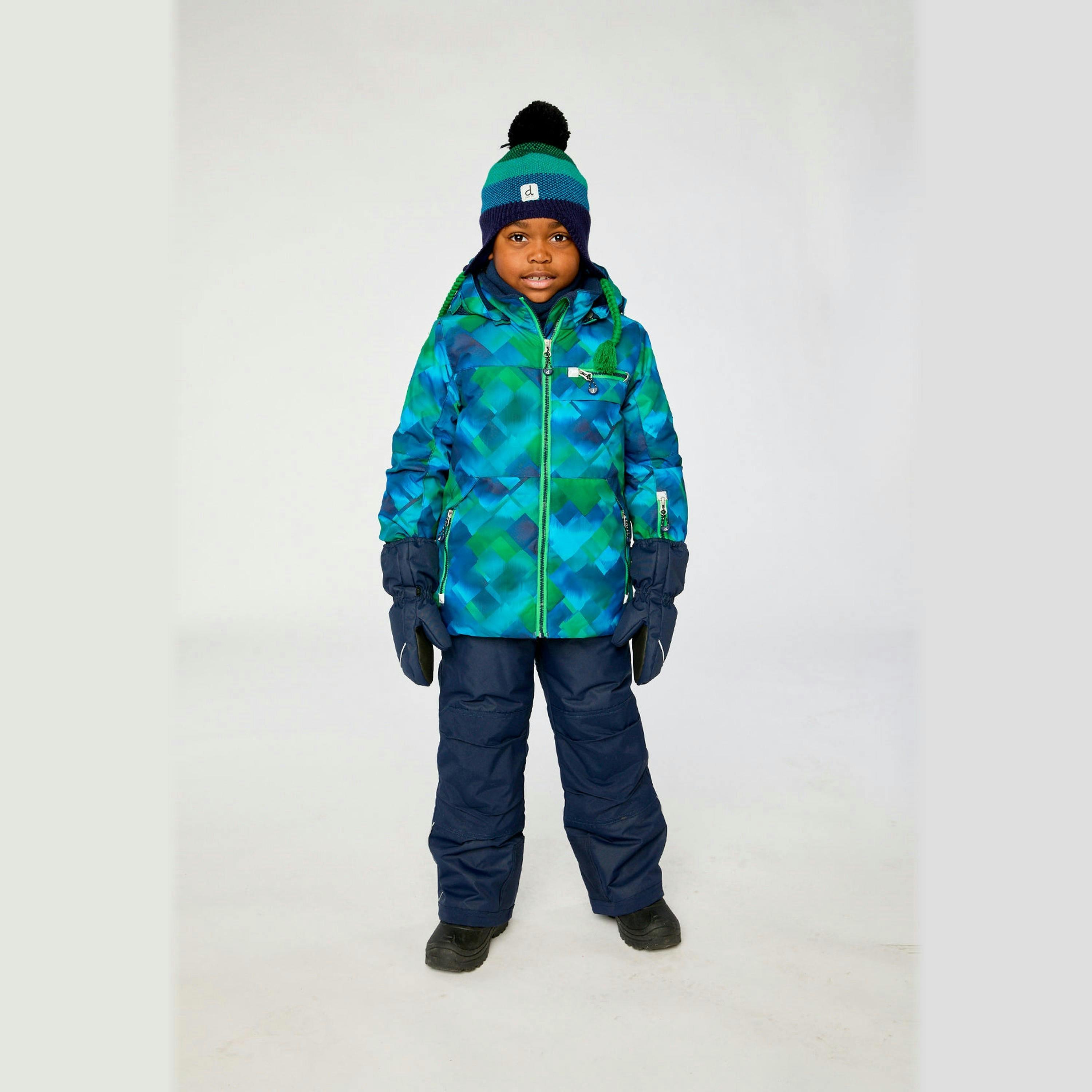 Two Piece Play Snowsuit Blue And Green Checkered Print With Navy Pants , view 2 of 6