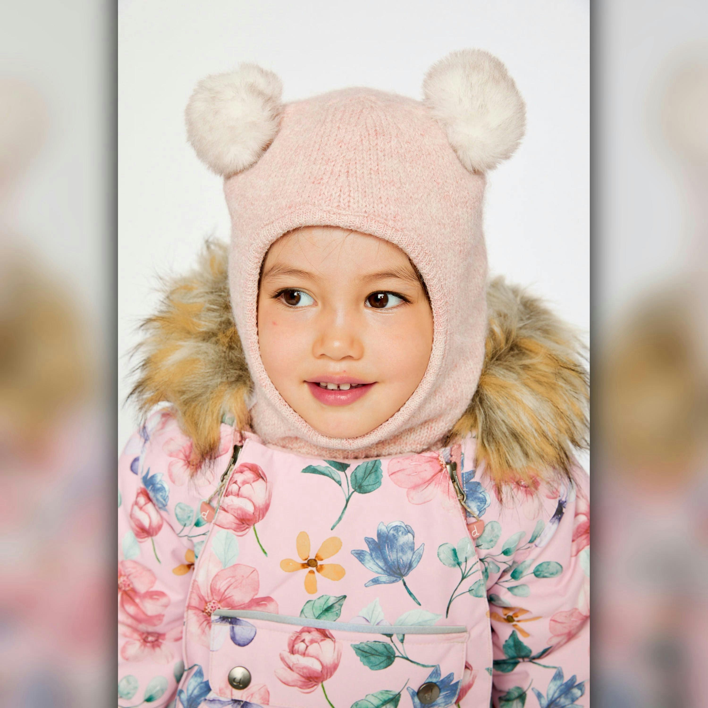 Knit Bear Balaclava Pale Dusty Pink , view 2 of 3