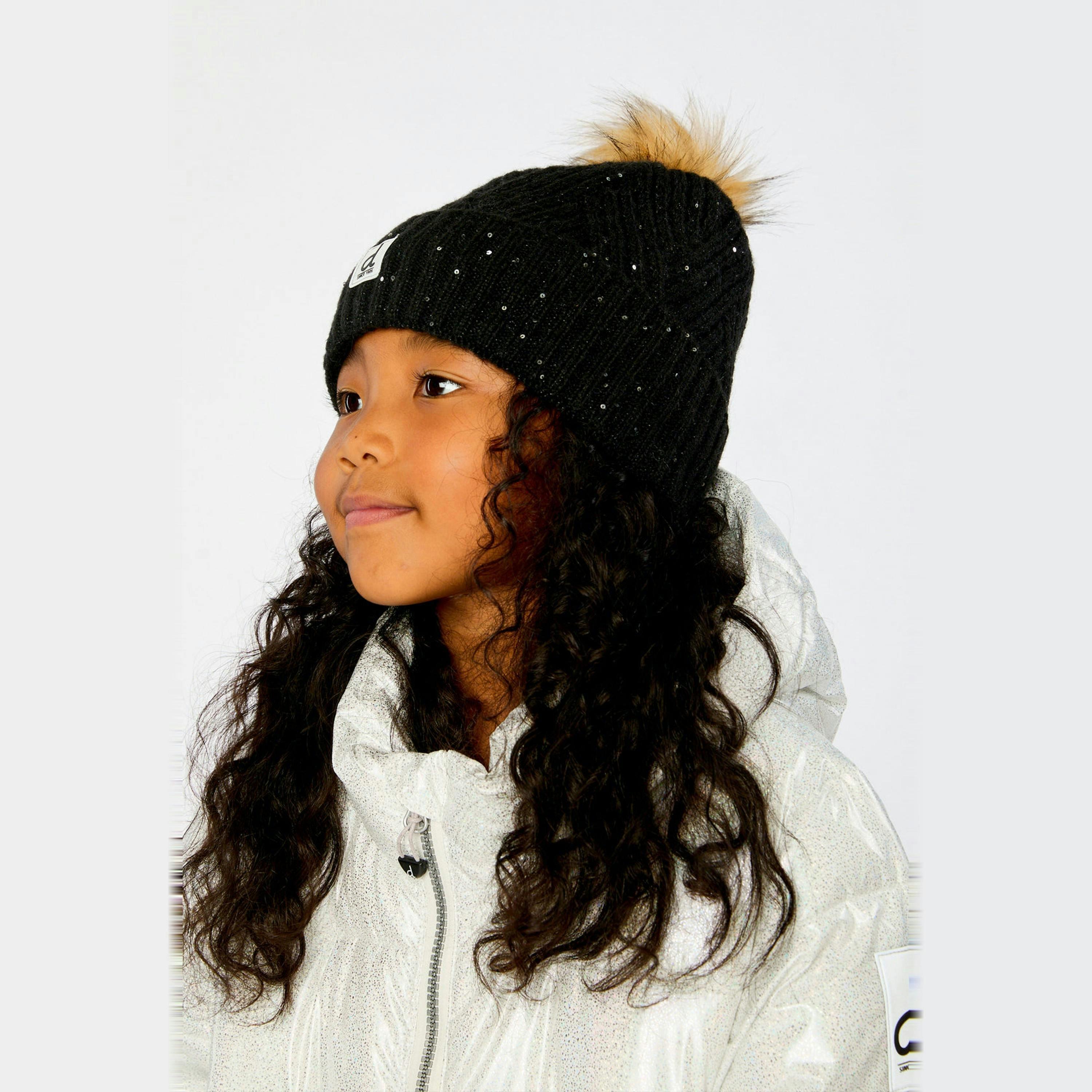 Winter Knit Hat With Pompom Black , view 2 of 3