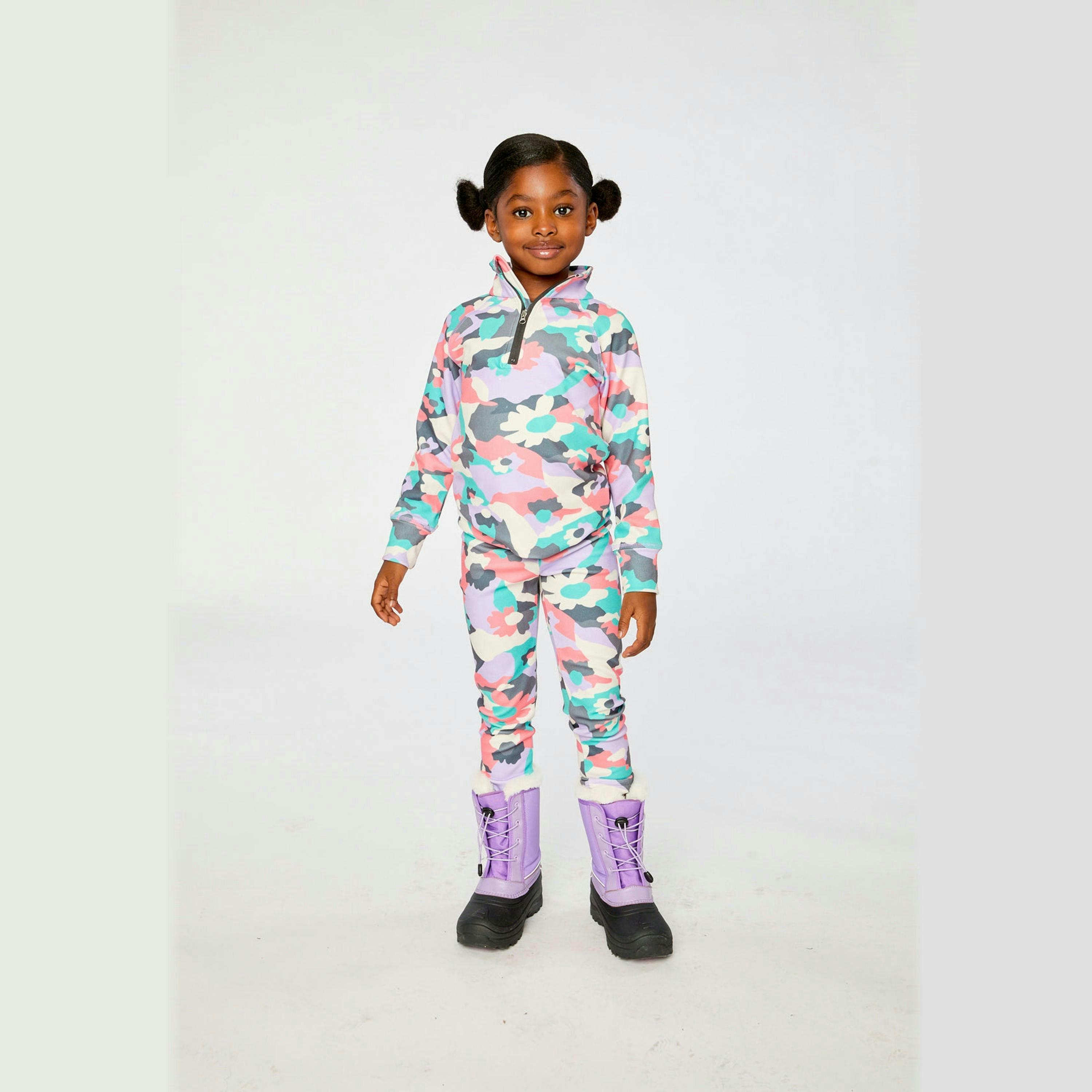 Two Piece Thermal Underwear Coral Camouflage Print , view 2 of 5