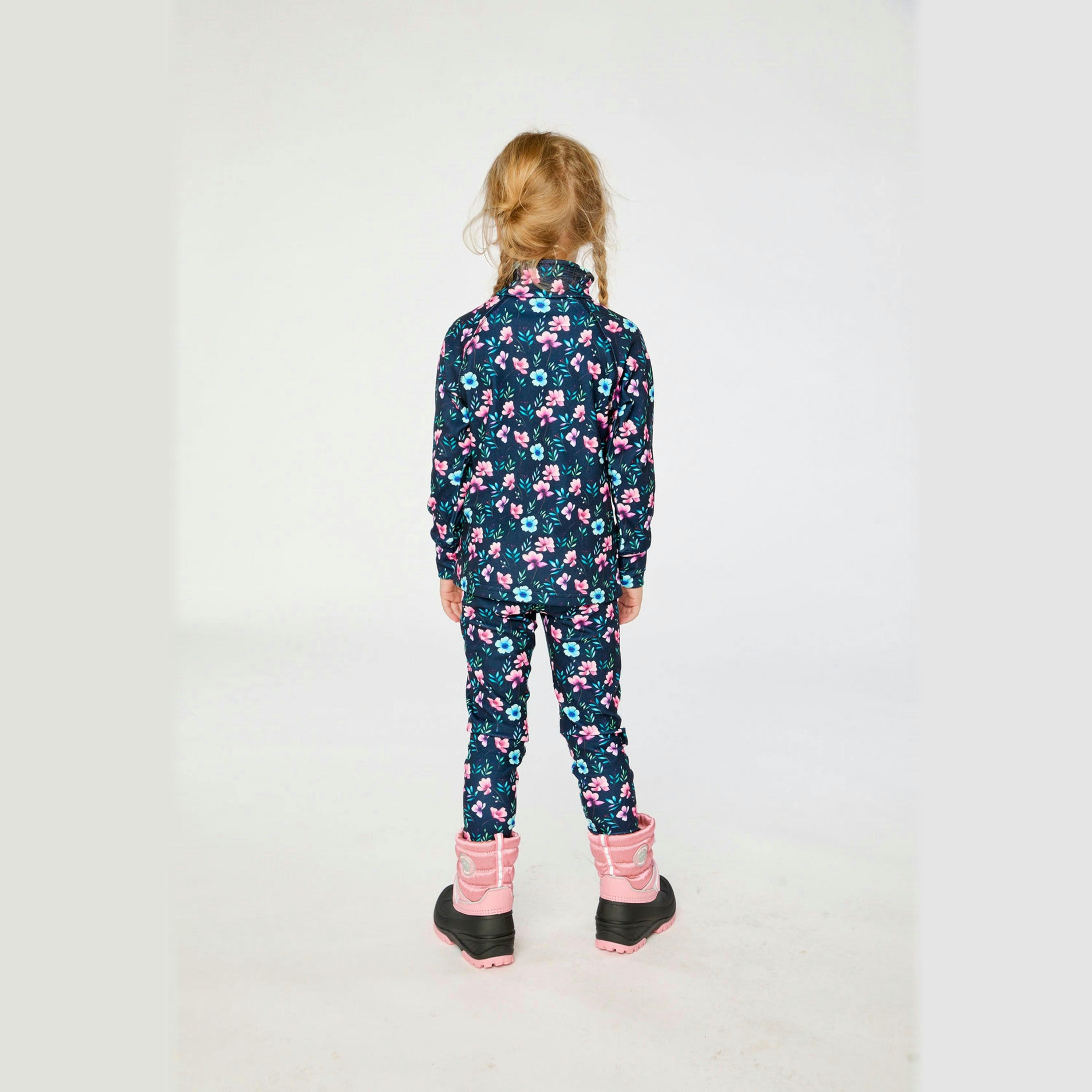Two Piece Thermal Underwear Blue Floral Print , view 4 of 5