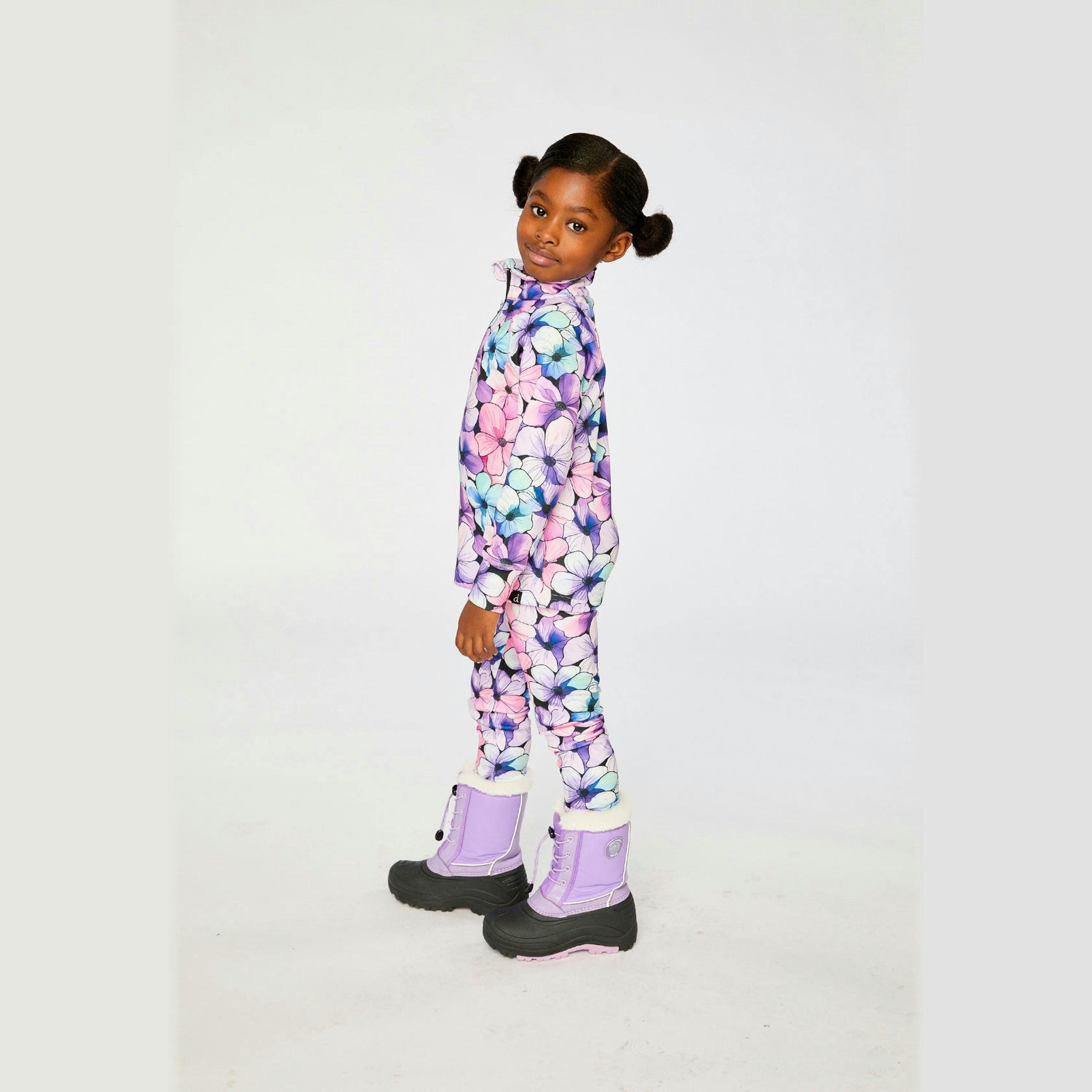 Two Piece Thermal Underwear Purple Floral Print , view 5 of 6