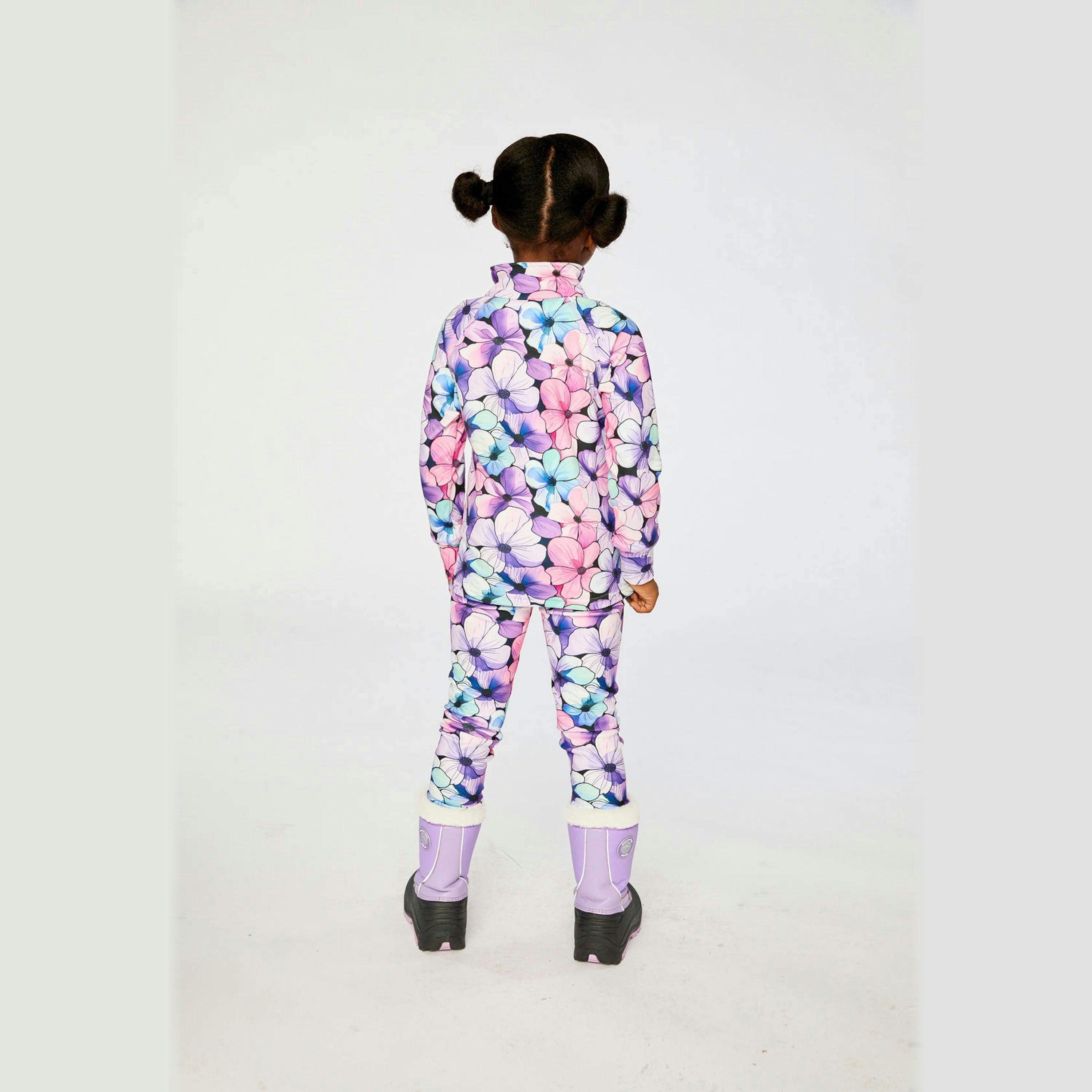 Two Piece Thermal Underwear Purple Floral Print , view 6 of 6