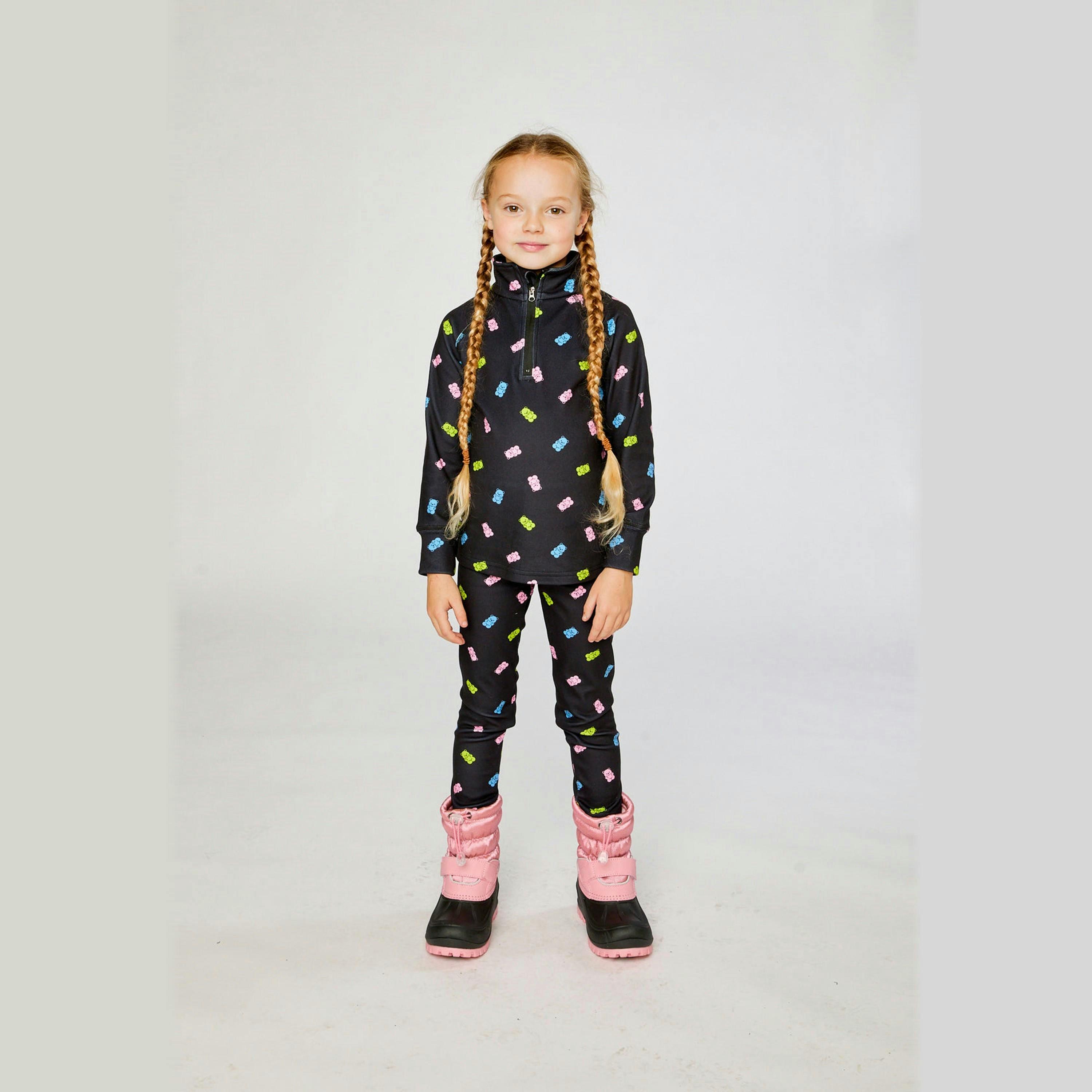 Two Piece Thermal Underwear Black Printed Gummy Bears , view 2 of 4