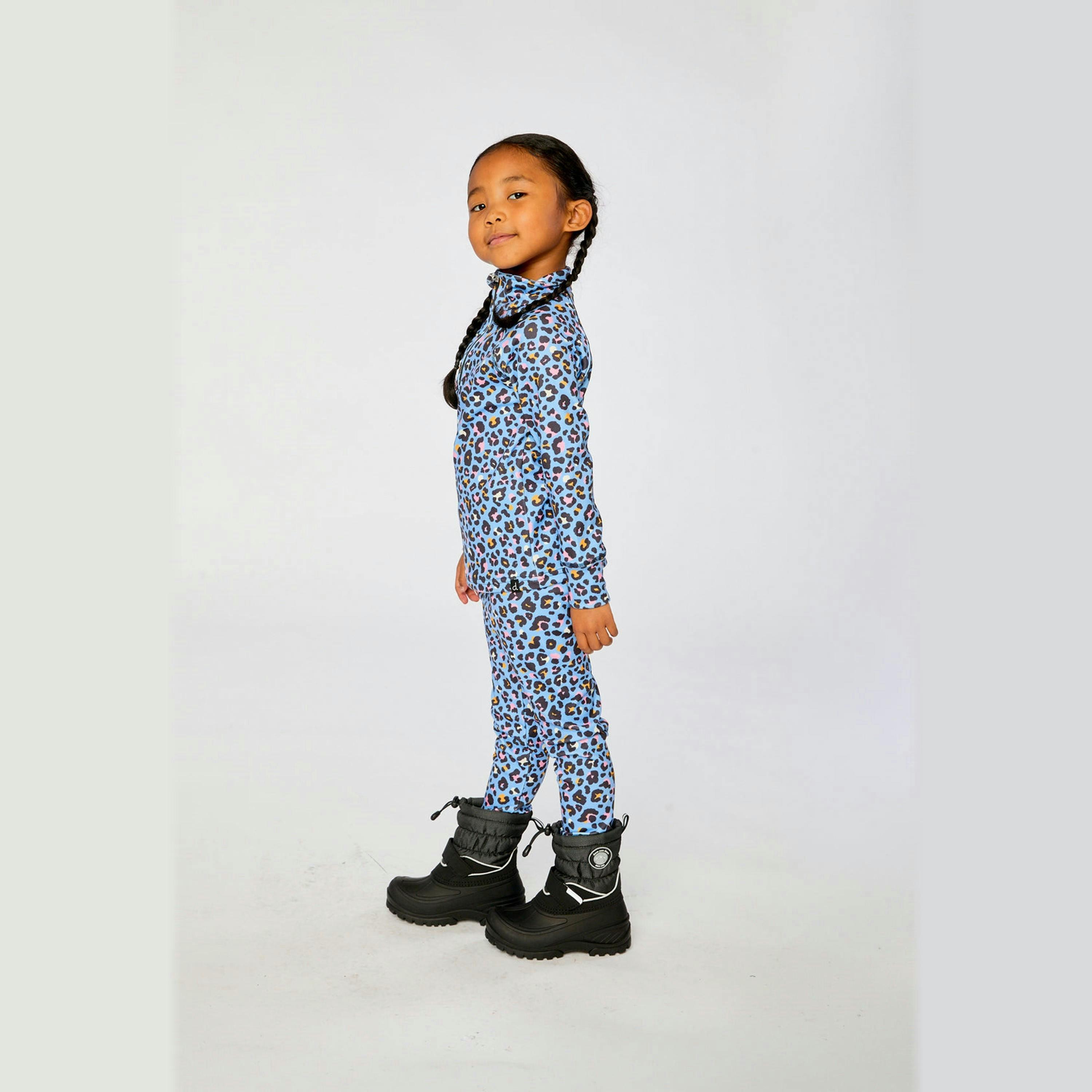 Two Piece Thermal Underwear Blue Leopard Print , view 5 of 6