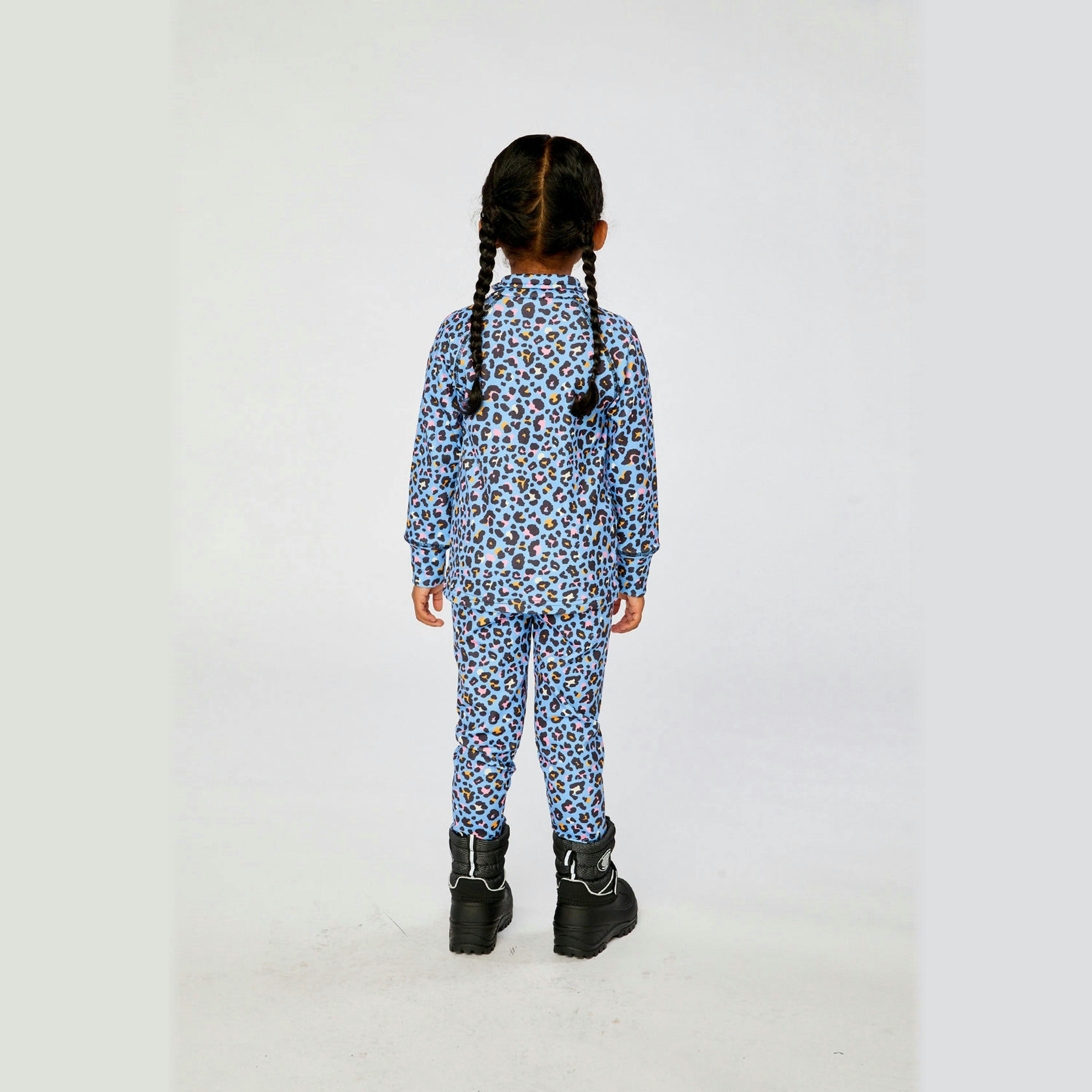 Two Piece Thermal Underwear Blue Leopard Print , view 6 of 6