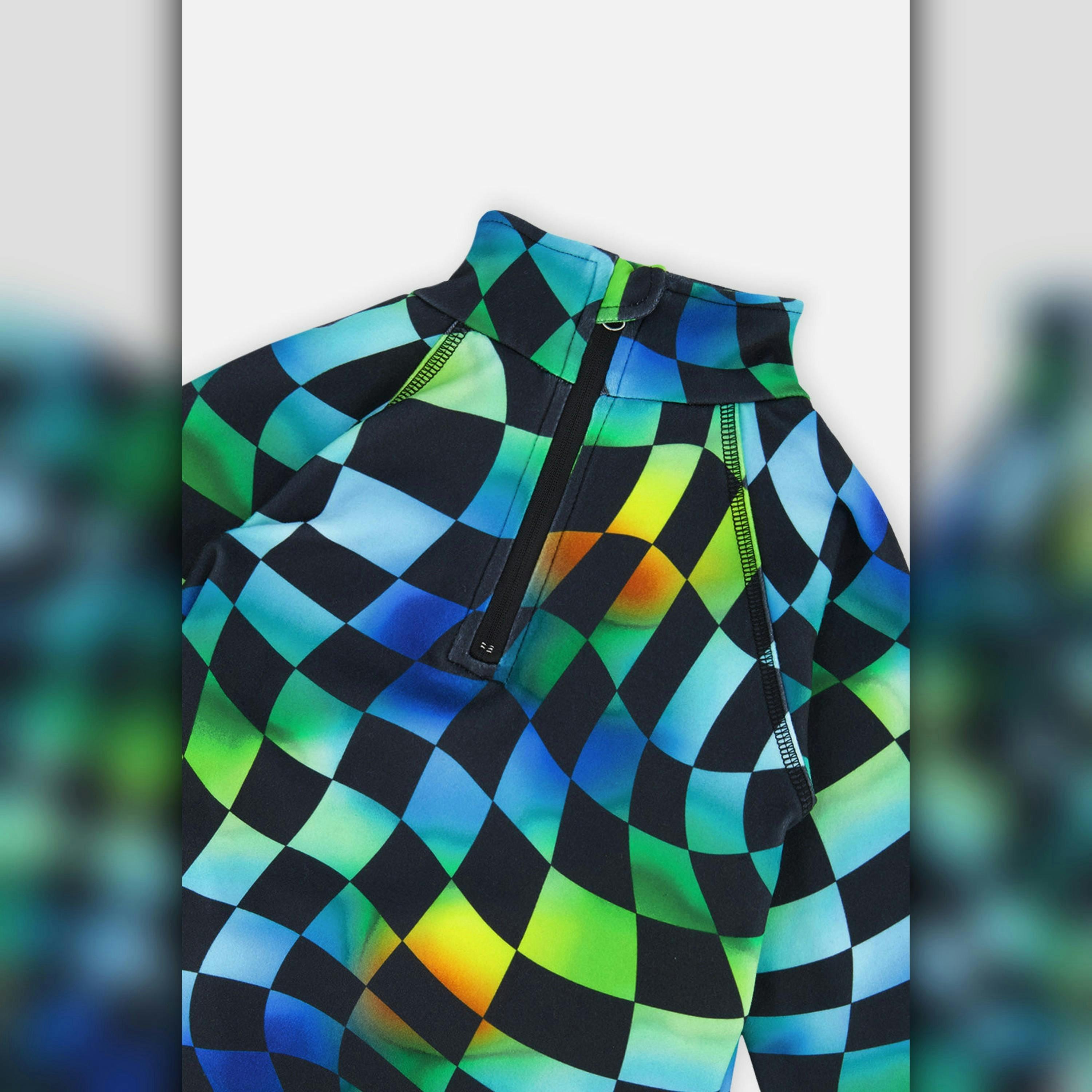 Two Piece Thermal Underwear Blue Checkered Print , view 6 of 6