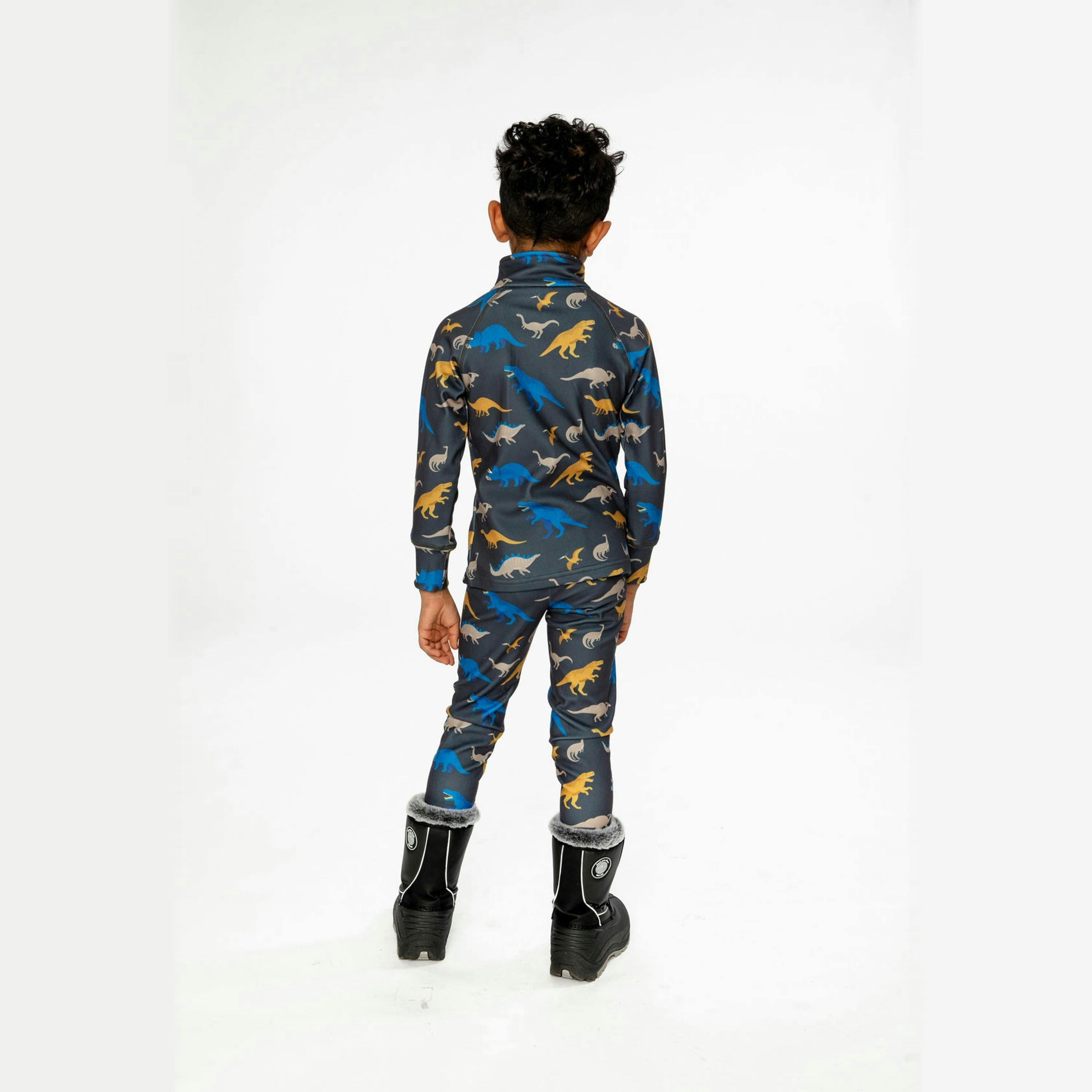 Two Piece Thermal Underwear Grey And Blue Dinosaur Print , view 5 of 6