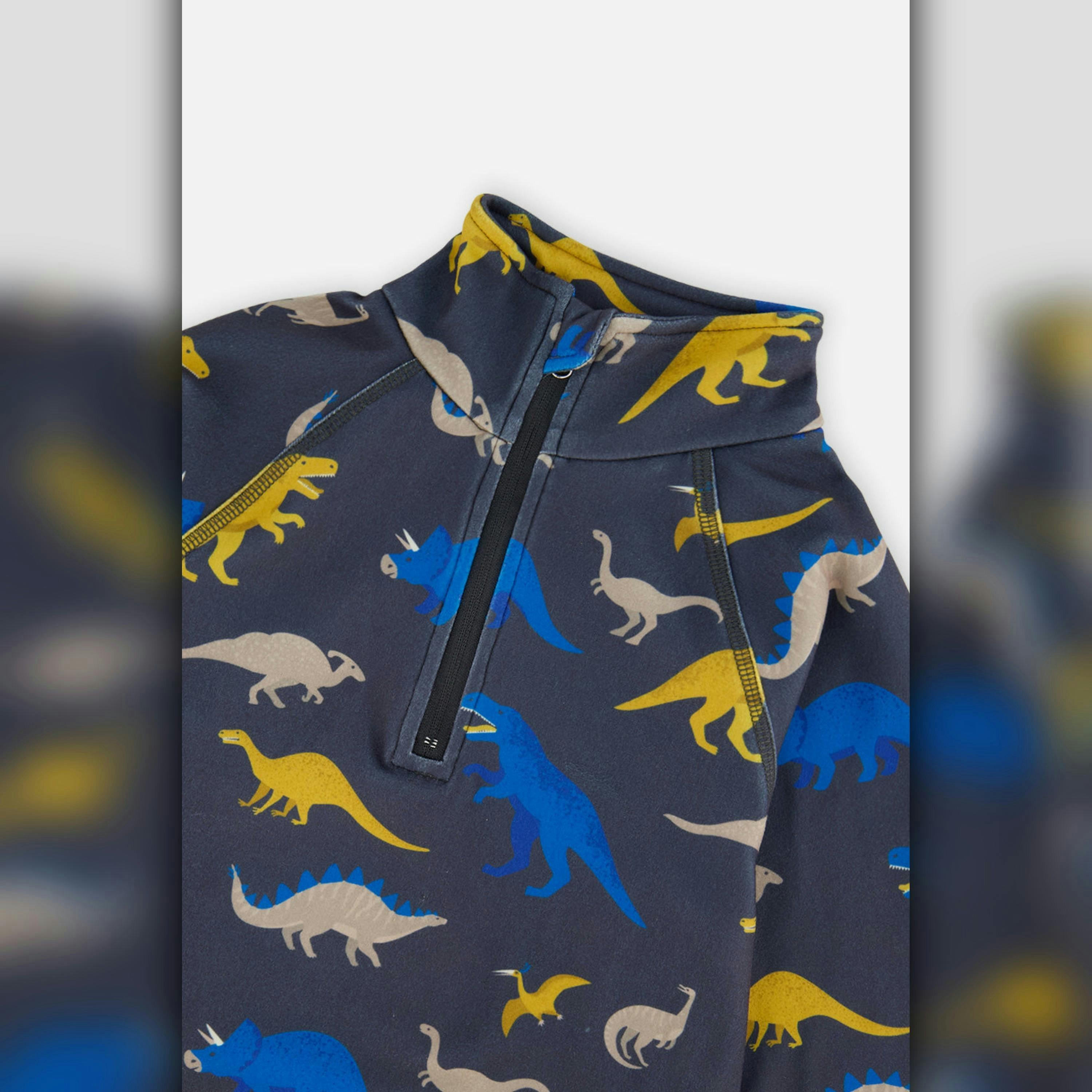 Two Piece Thermal Underwear Grey And Blue Dinosaur Print , view 6 of 6