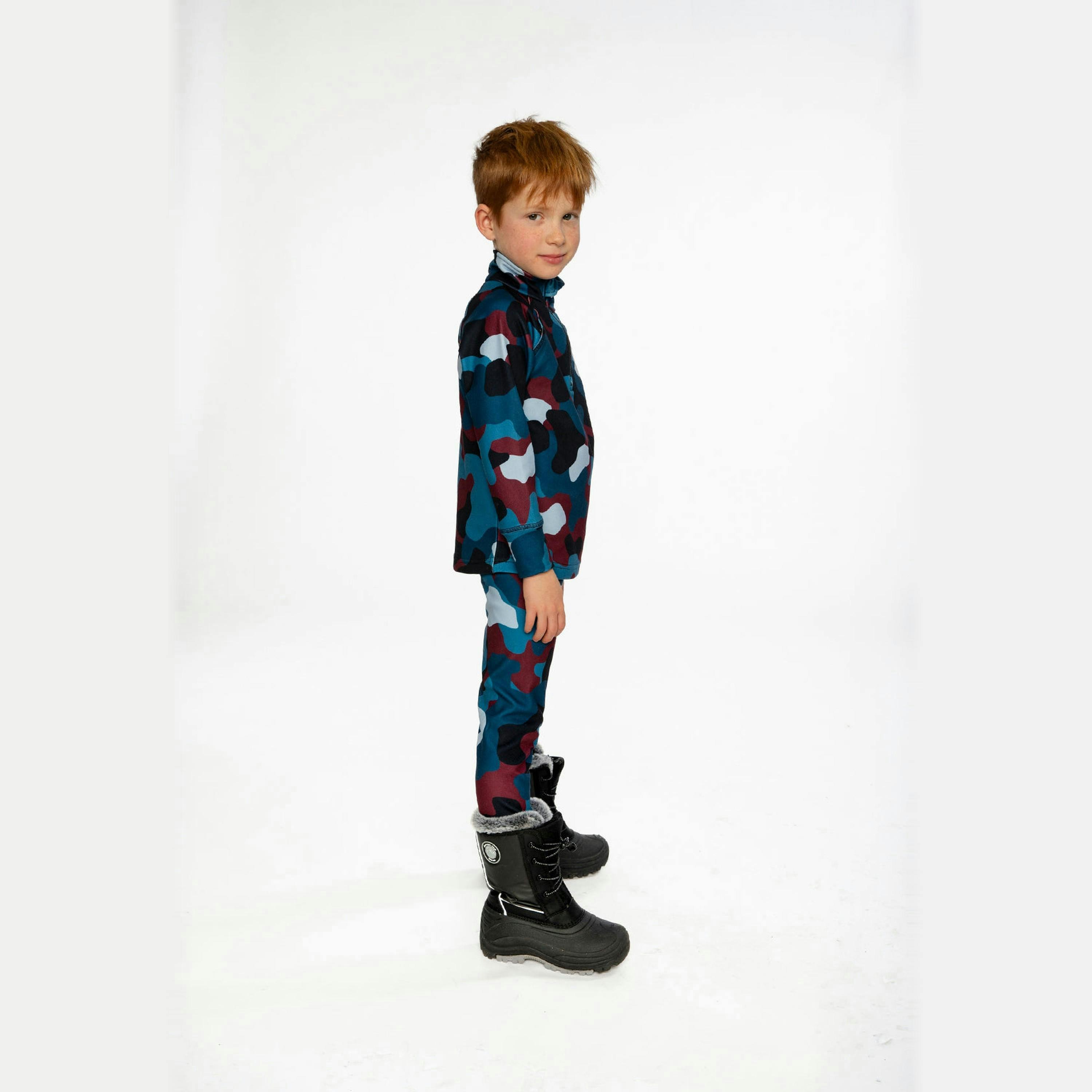 Two Piece Thermal Underwear Blue And Red Camouflage Print , view 3 of 4
