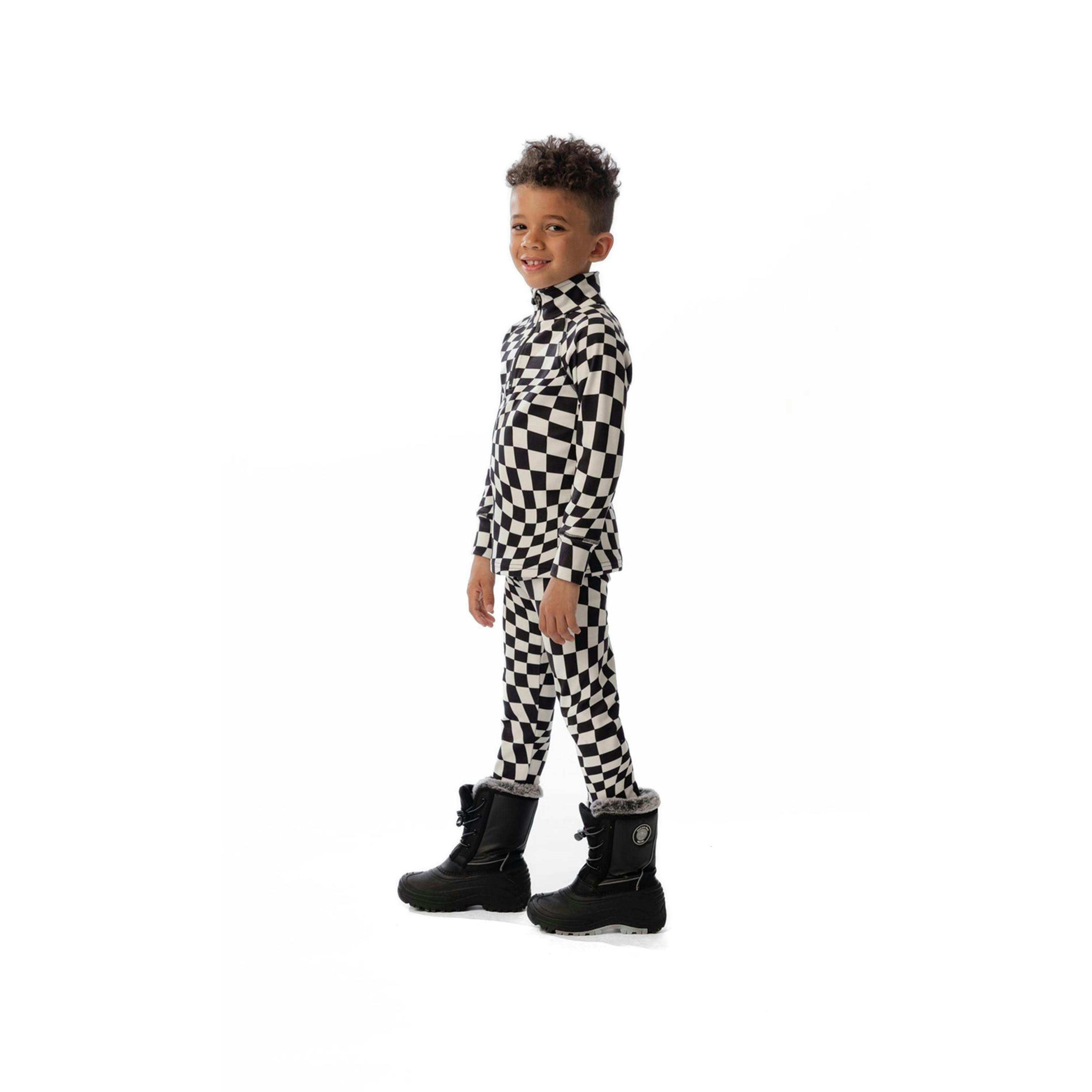 Two Piece Thermal Underwear White Checkered Print , view 3 of 4