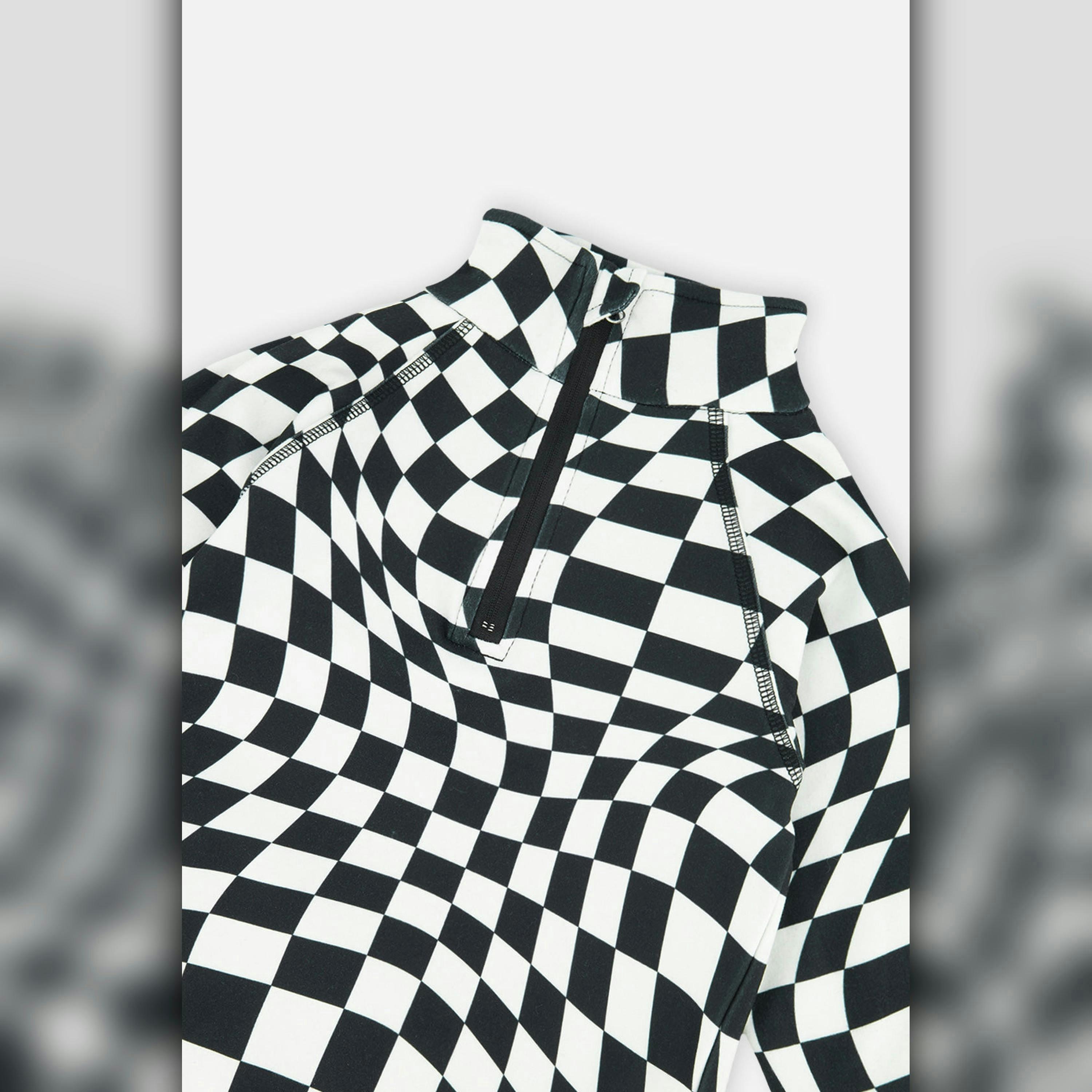 Two Piece Thermal Underwear White Checkered Print , view 4 of 4