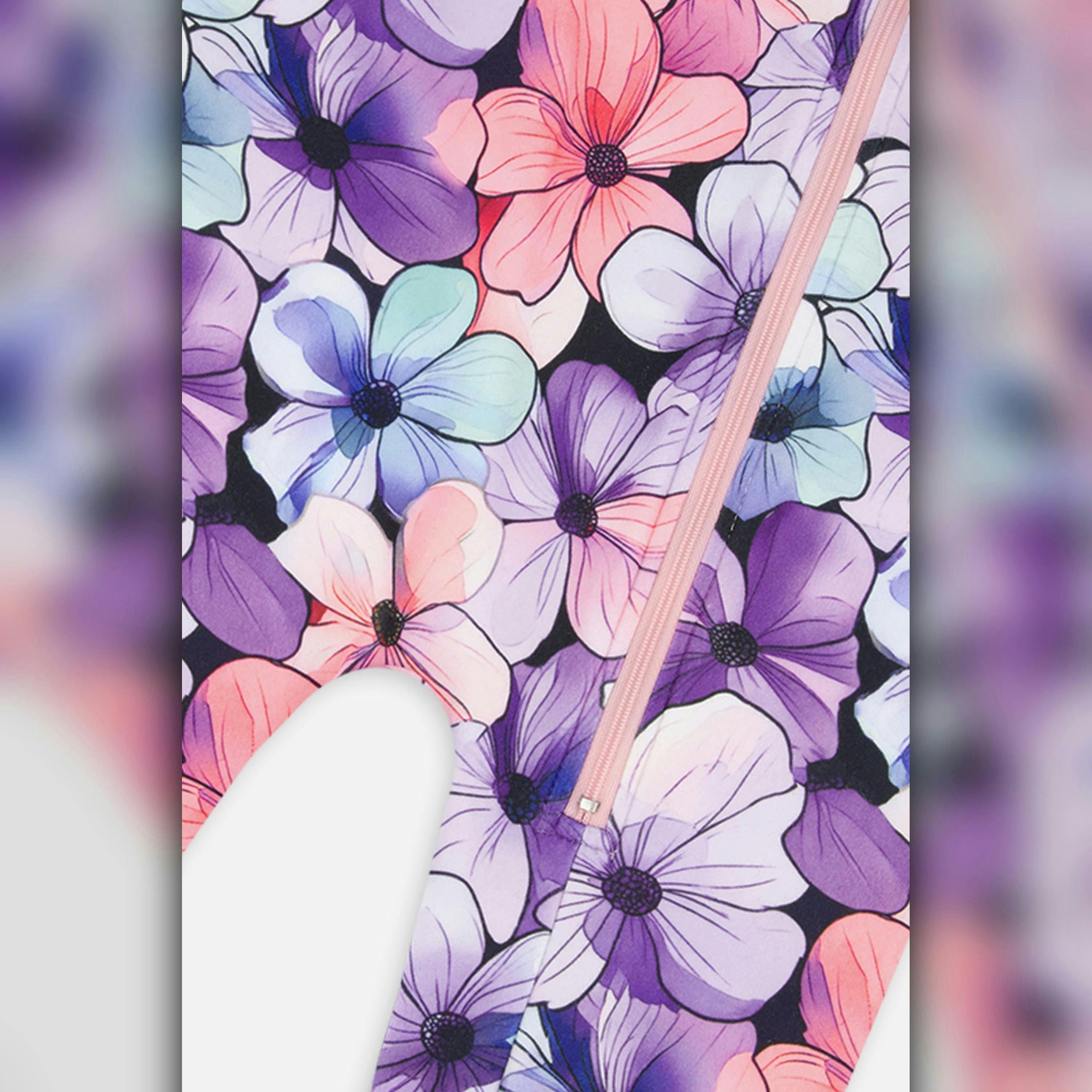 One Piece Thermal Underwear Purple Floral Print , view 4 of 4