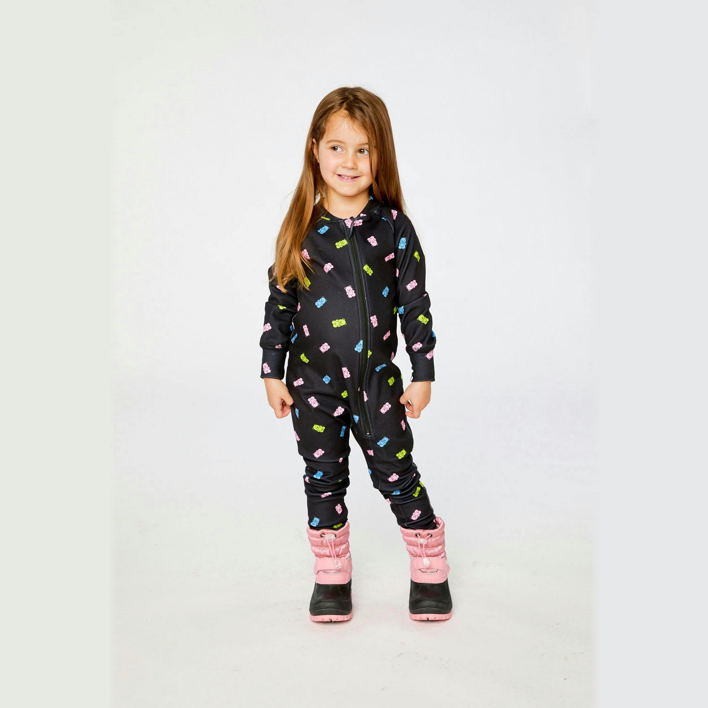 One Piece Thermal Underwear Black Printed Gummy Bears , view 2 of 4