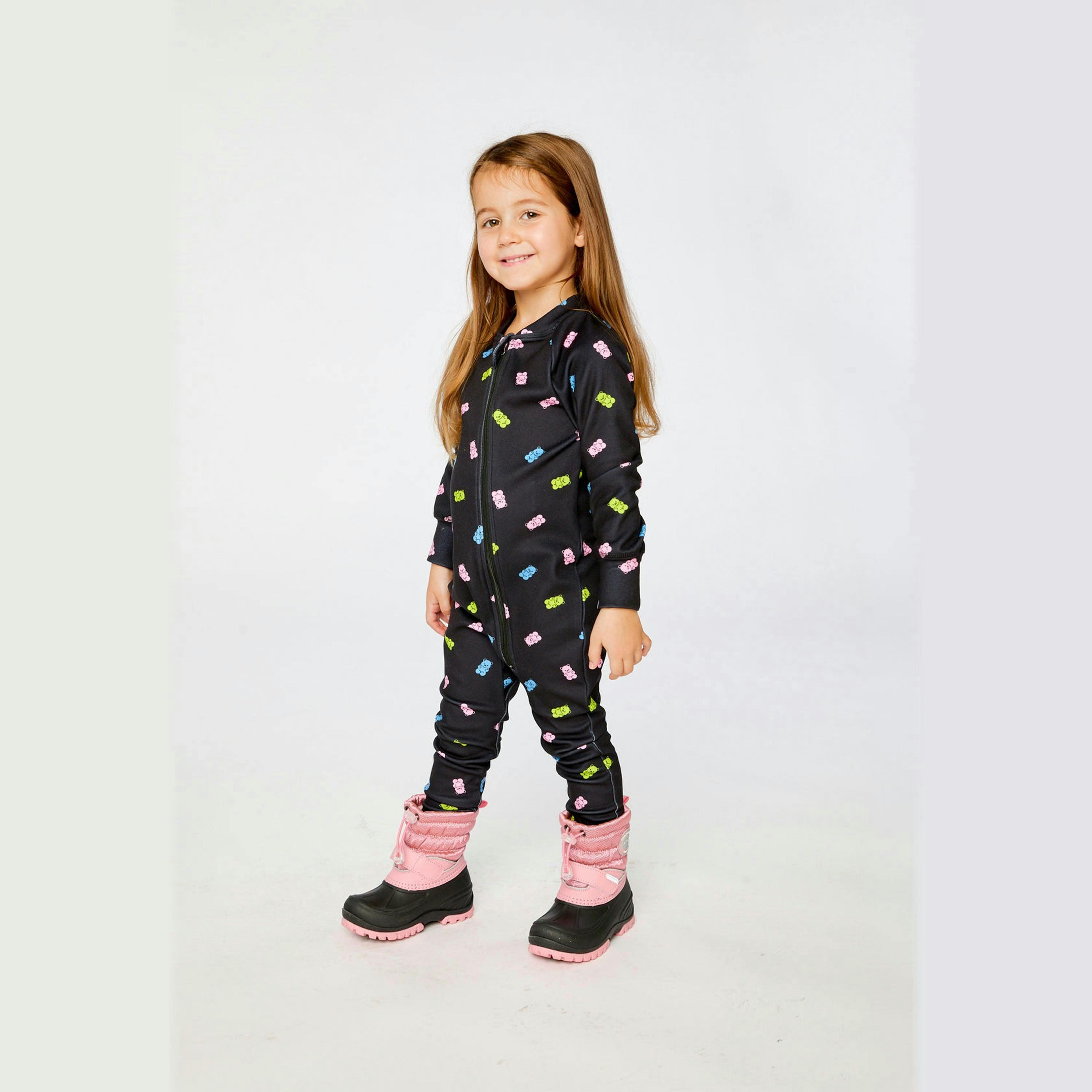 One Piece Thermal Underwear Black Printed Gummy Bears , view 3 of 4