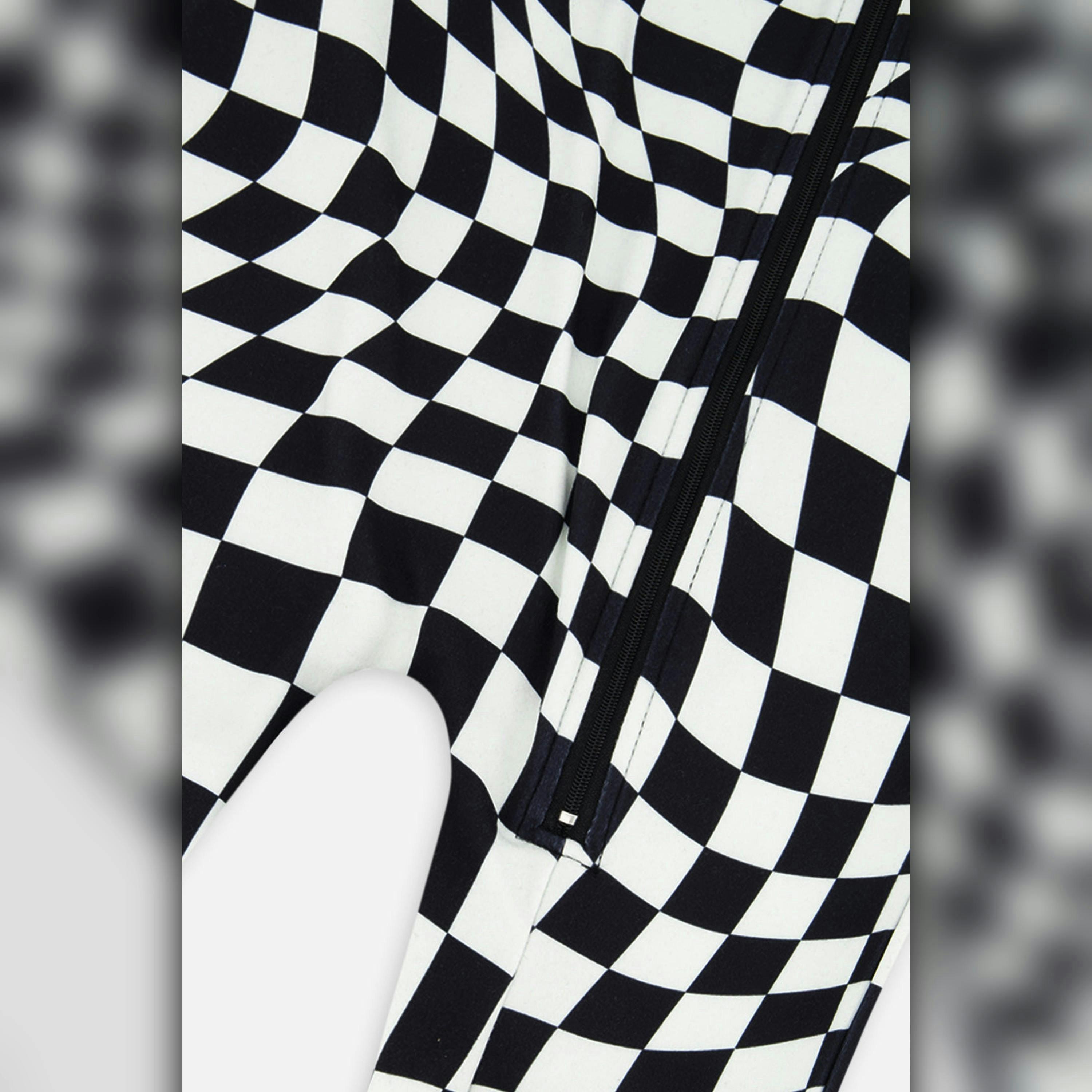 One Piece Thermal Underwear White Checkered Print , view 4 of 4