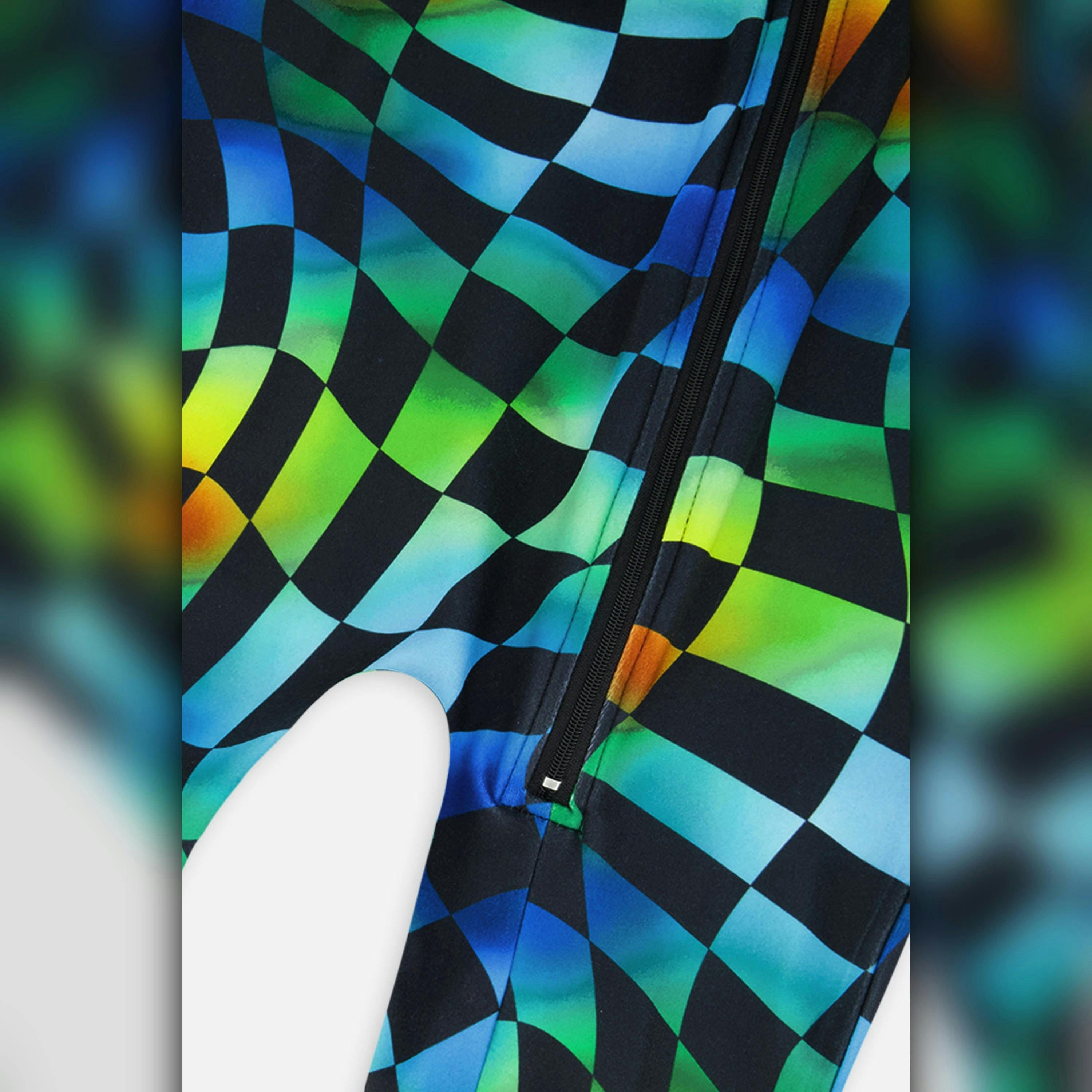 One Piece Thermal Underwear Blue Checkered Print , view 5 of 5