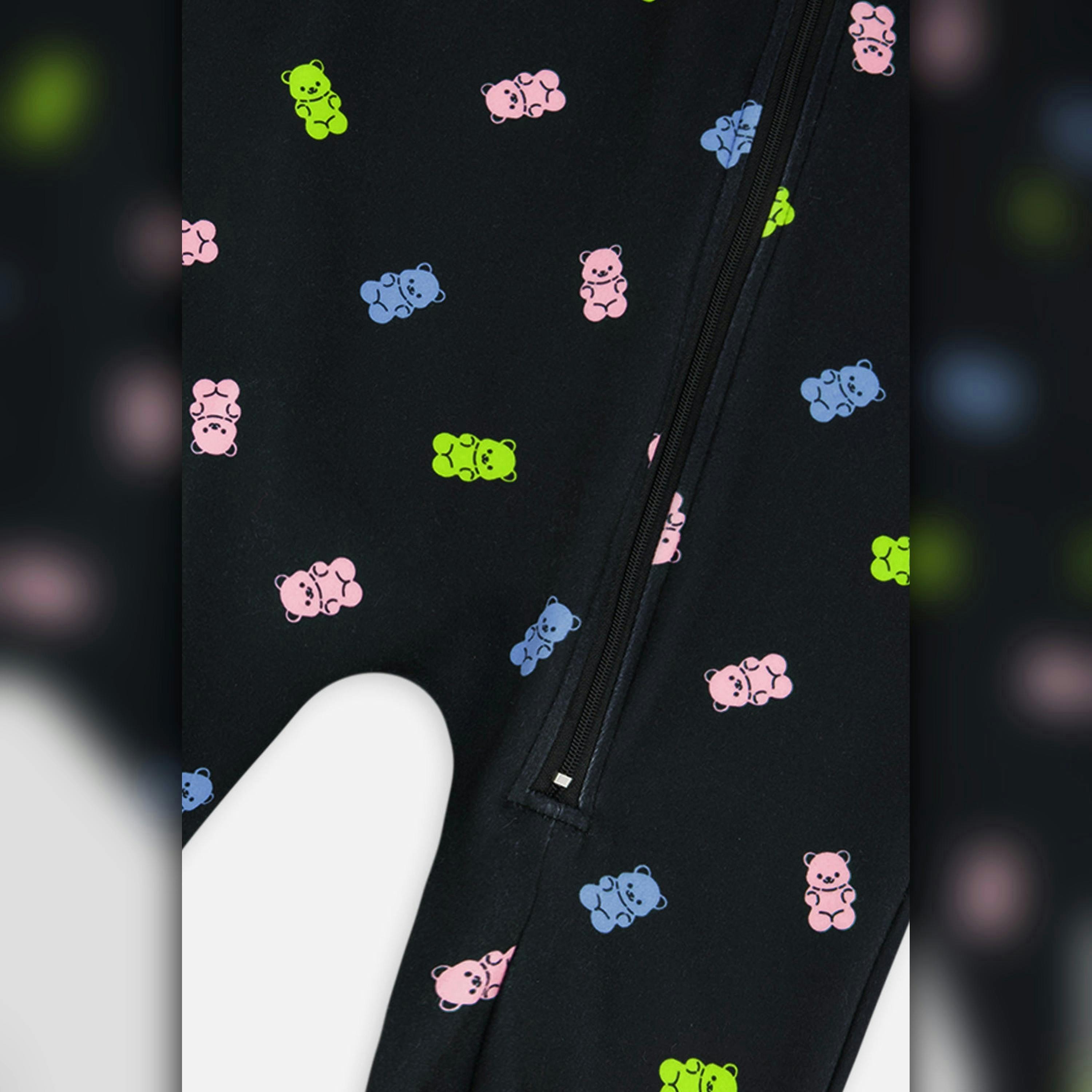 Baby One Piece Thermal Underwear Black Printed Gummy Bears , view 2 of 2