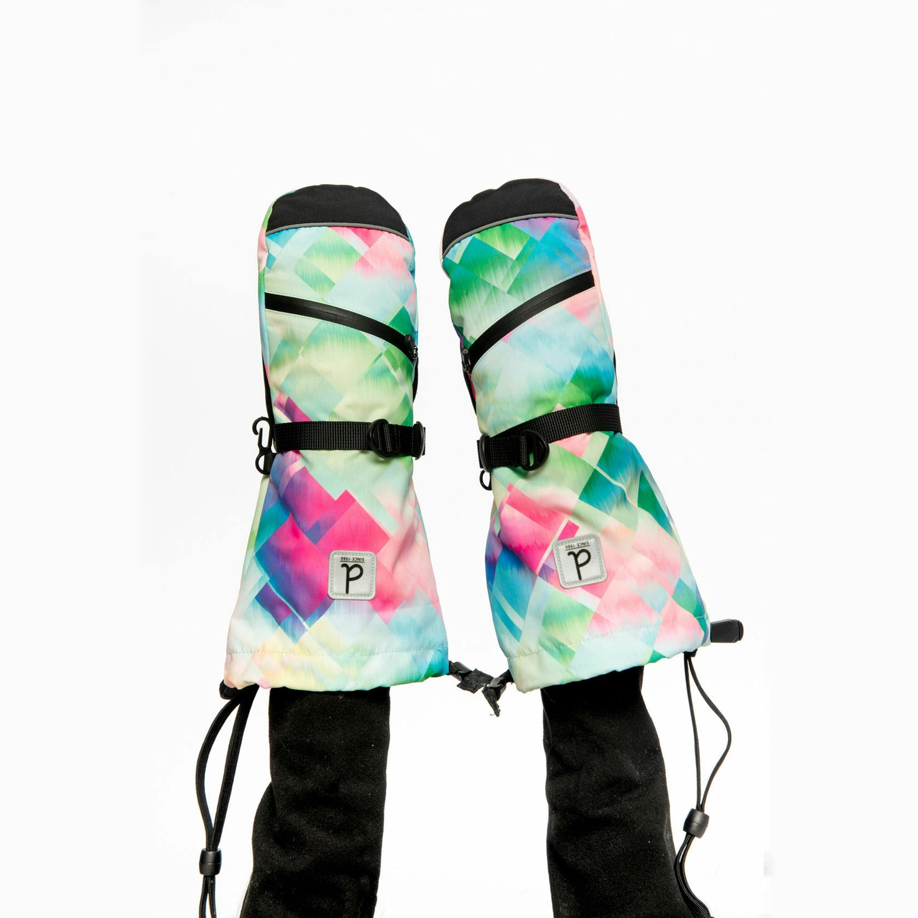Teknik Winter Mittens Multicolored With Diamond Pattern , view 2 of 6