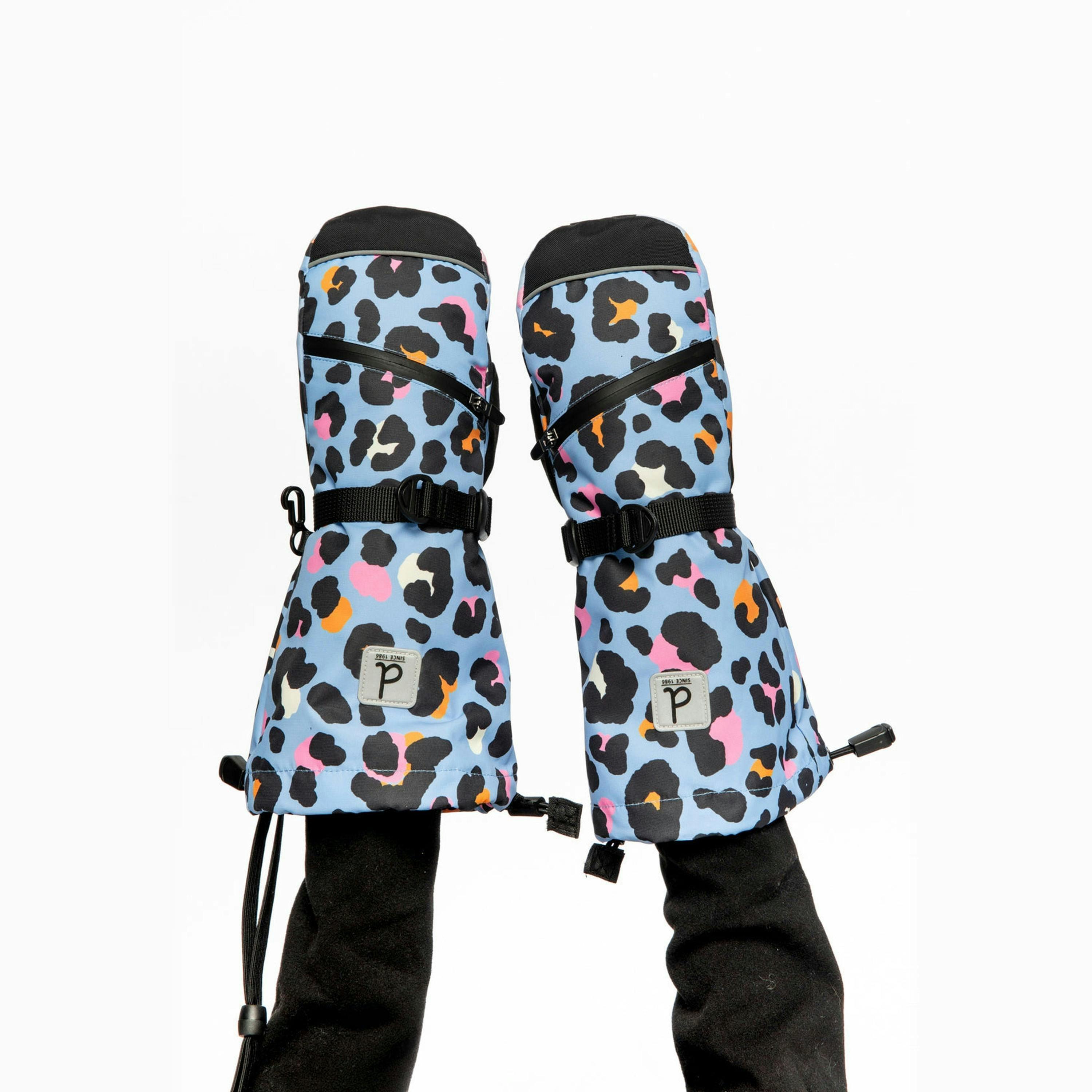Teknik Winter Mittens Blue Leopard Print , view 2 of 6