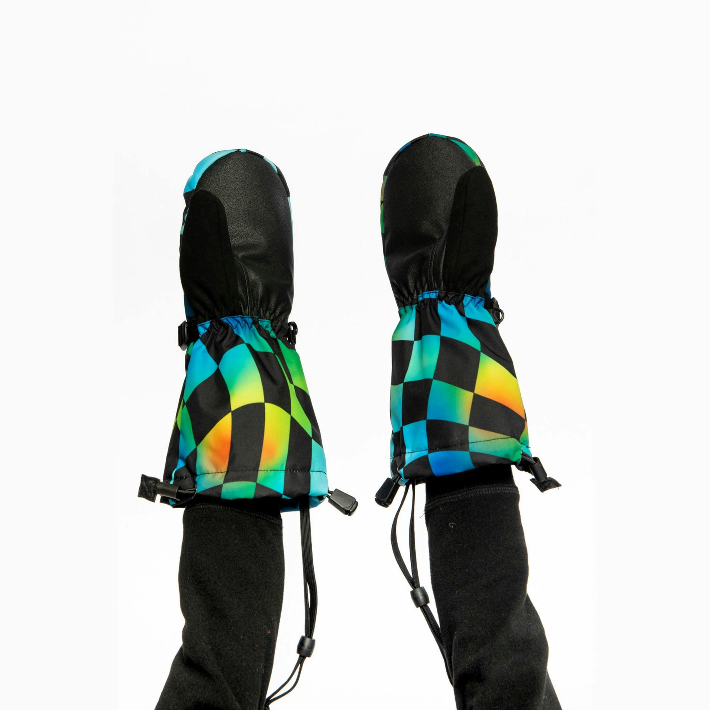 Teknik Winter Mittens Blue Checkered Print , view 4 of 6