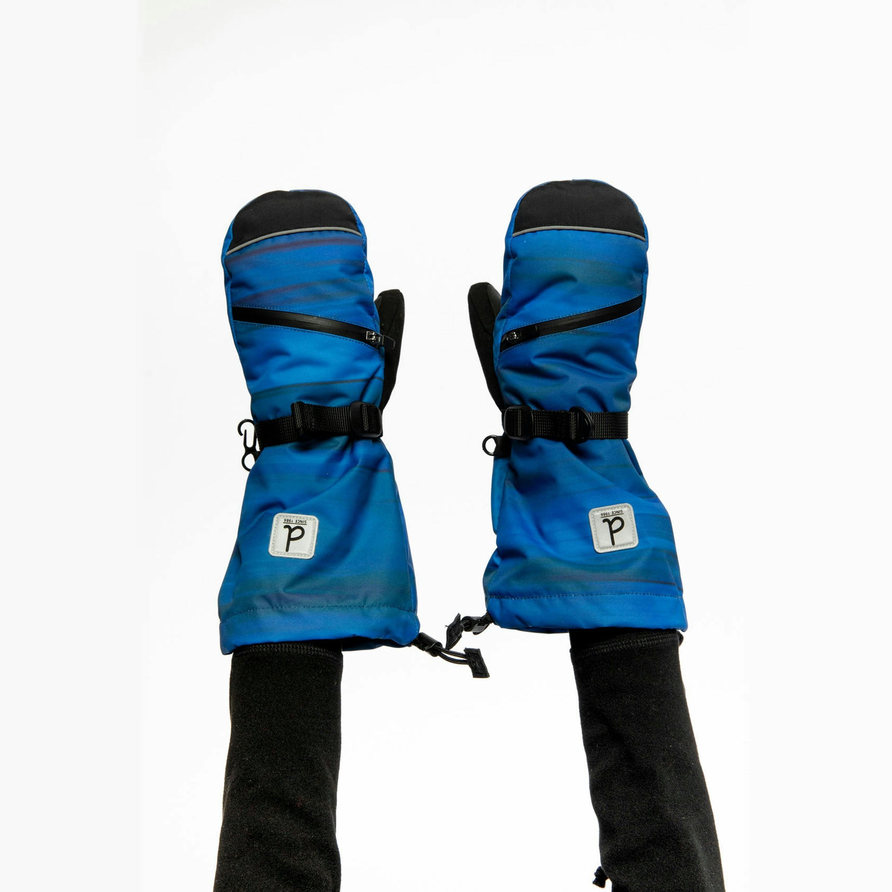 Teknik Winter Mittens Blue With Black Stripes , view 2 of 6