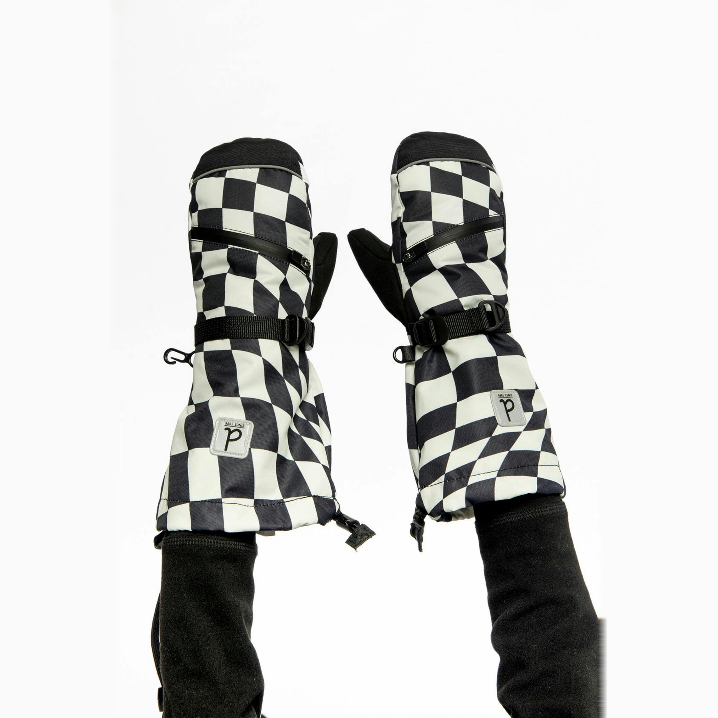 Teknik Winter Mittens White Checkered Print , view 2 of 6