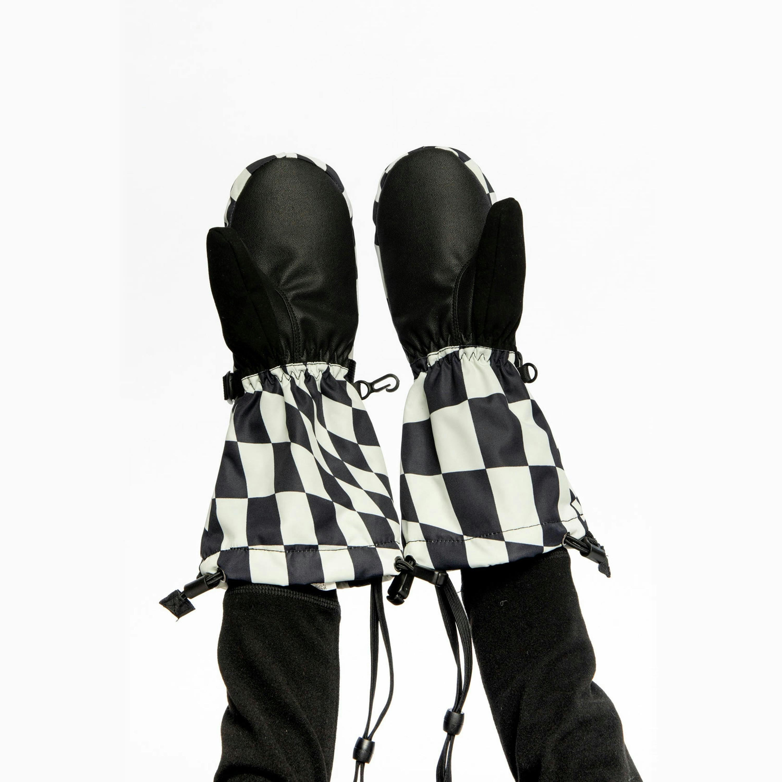 Teknik Winter Mittens White Checkered Print , view 3 of 6