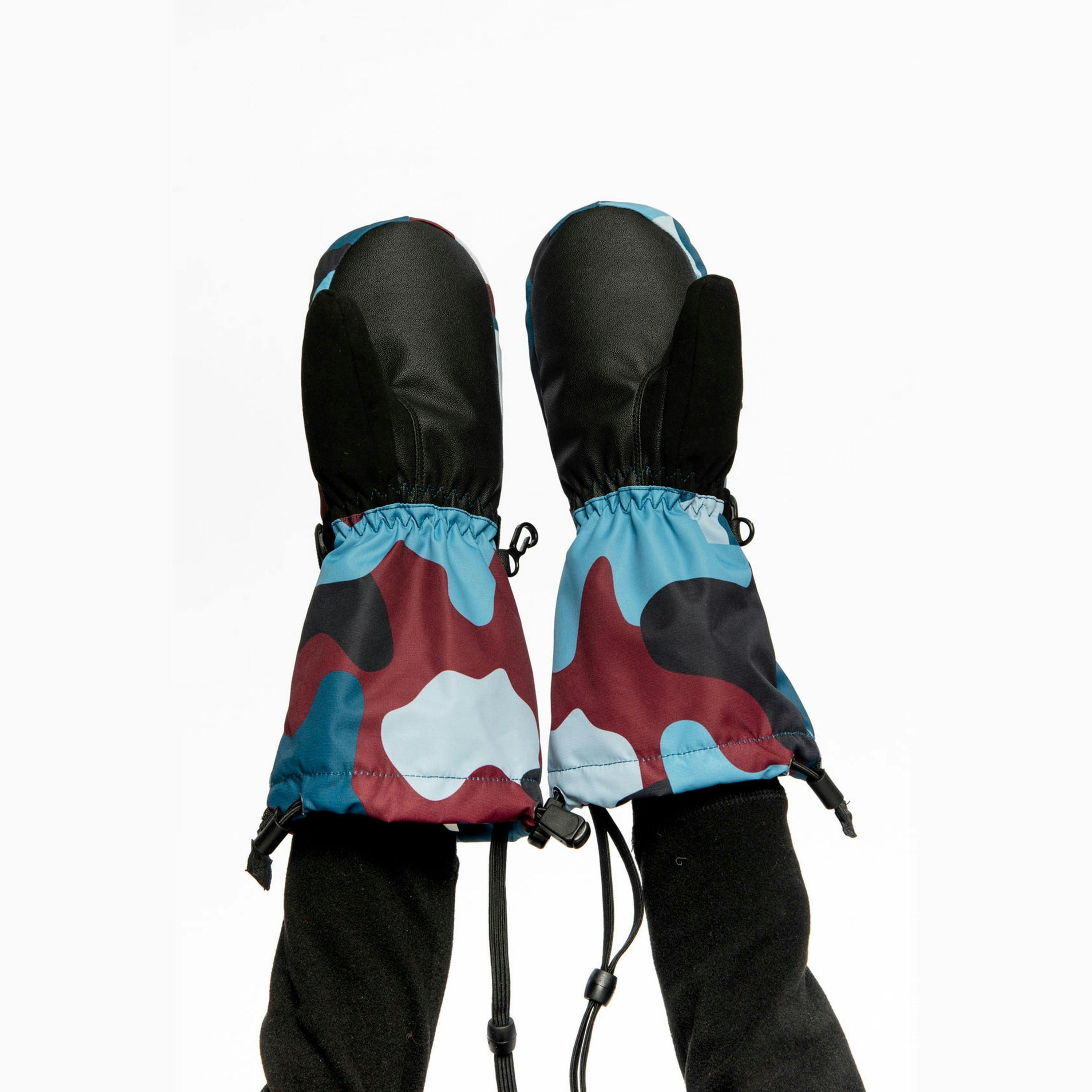 Teknik Winter Mittens Blue And Red Camouflage , view 3 of 6