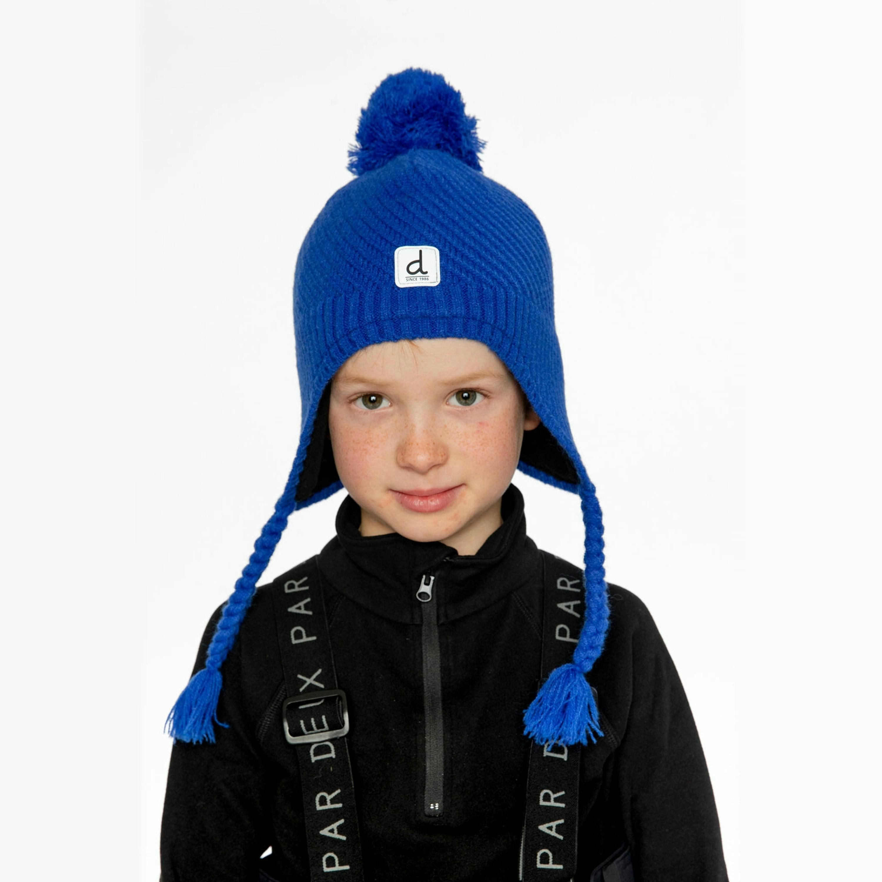 Winter Peruvian Knit Hat With Pompom Royal Blue , view 2 of 3