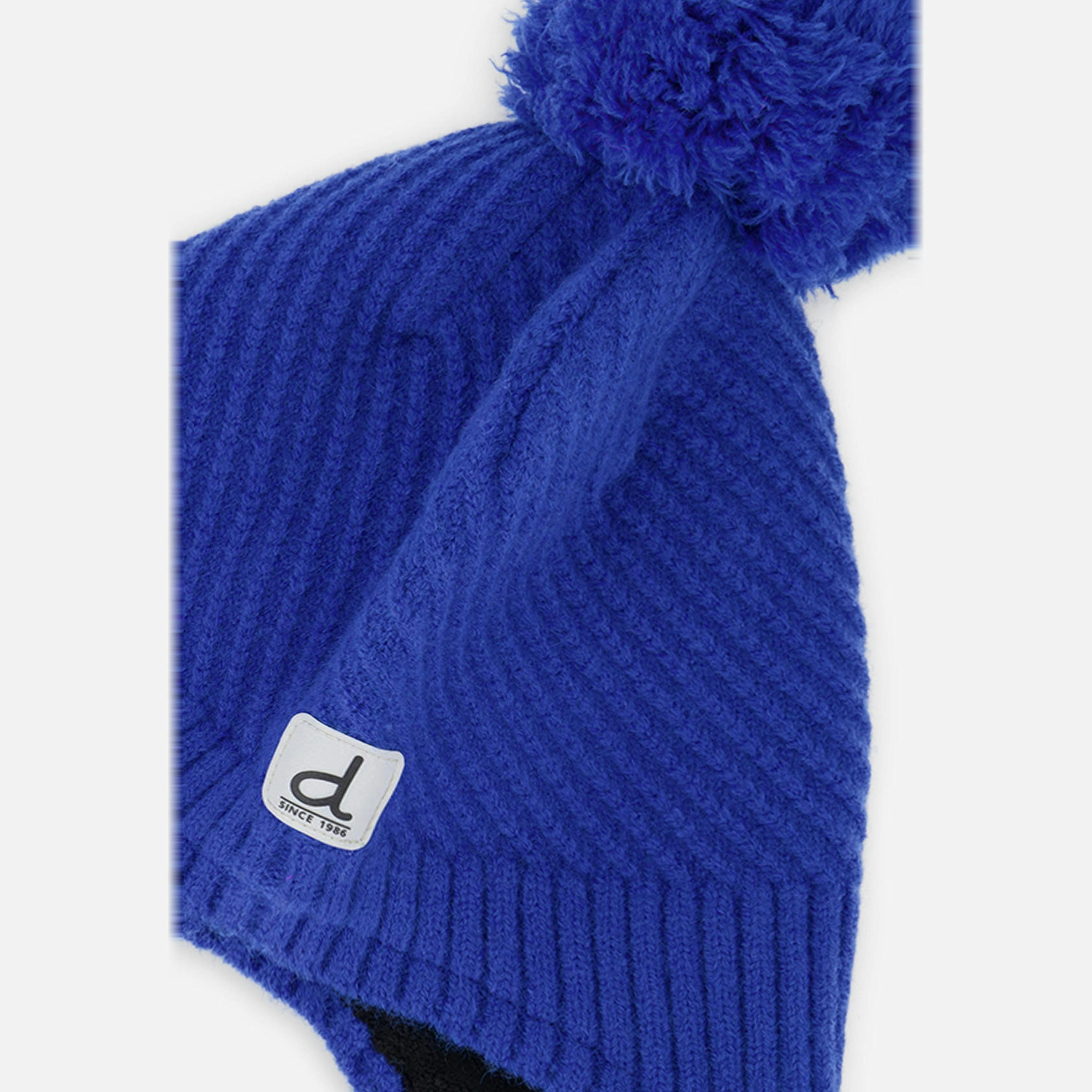 Winter Peruvian Knit Hat With Pompom Royal Blue , view 3 of 3