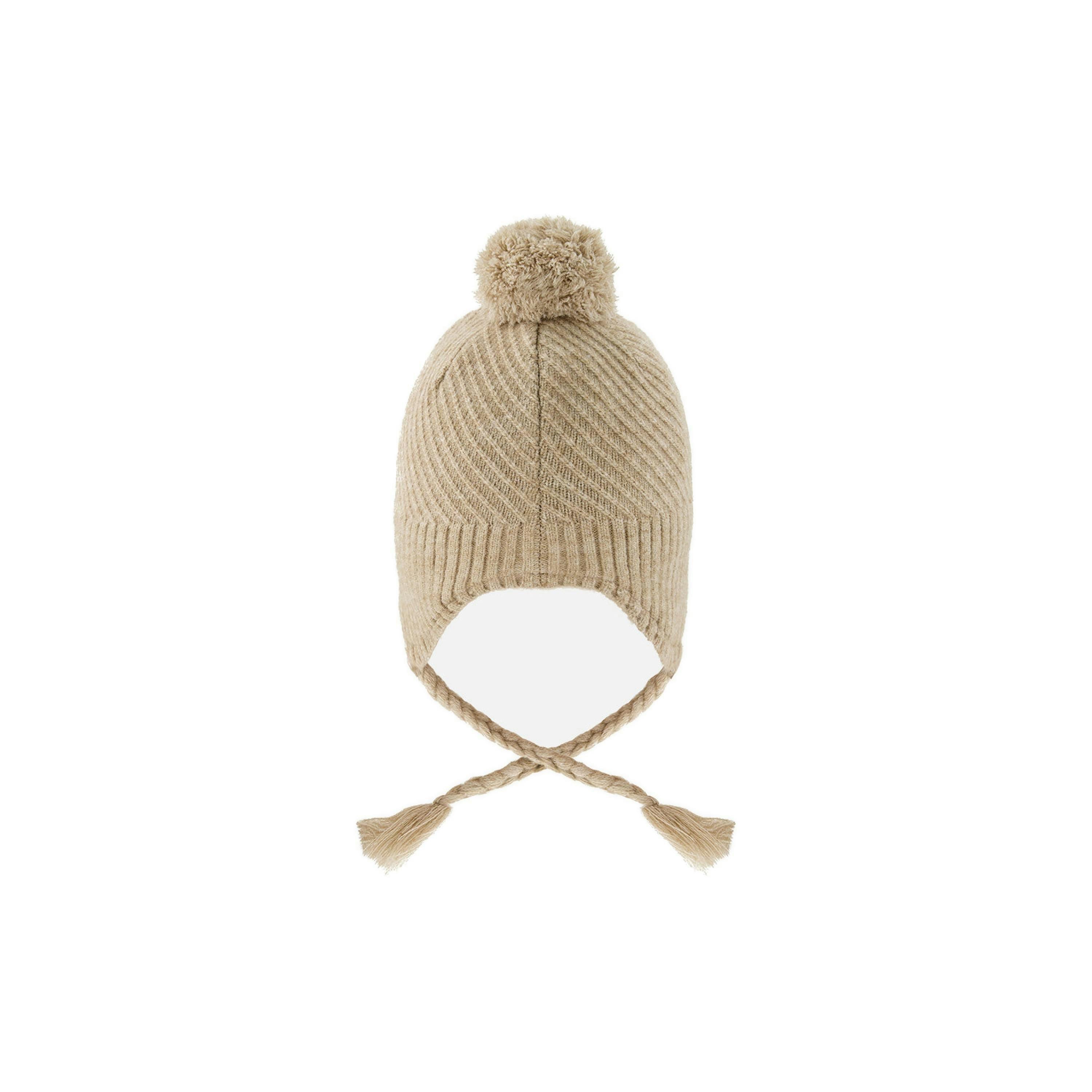 Winter Peruvian Knit Hat With Pompom Taupe , view 4 of 5