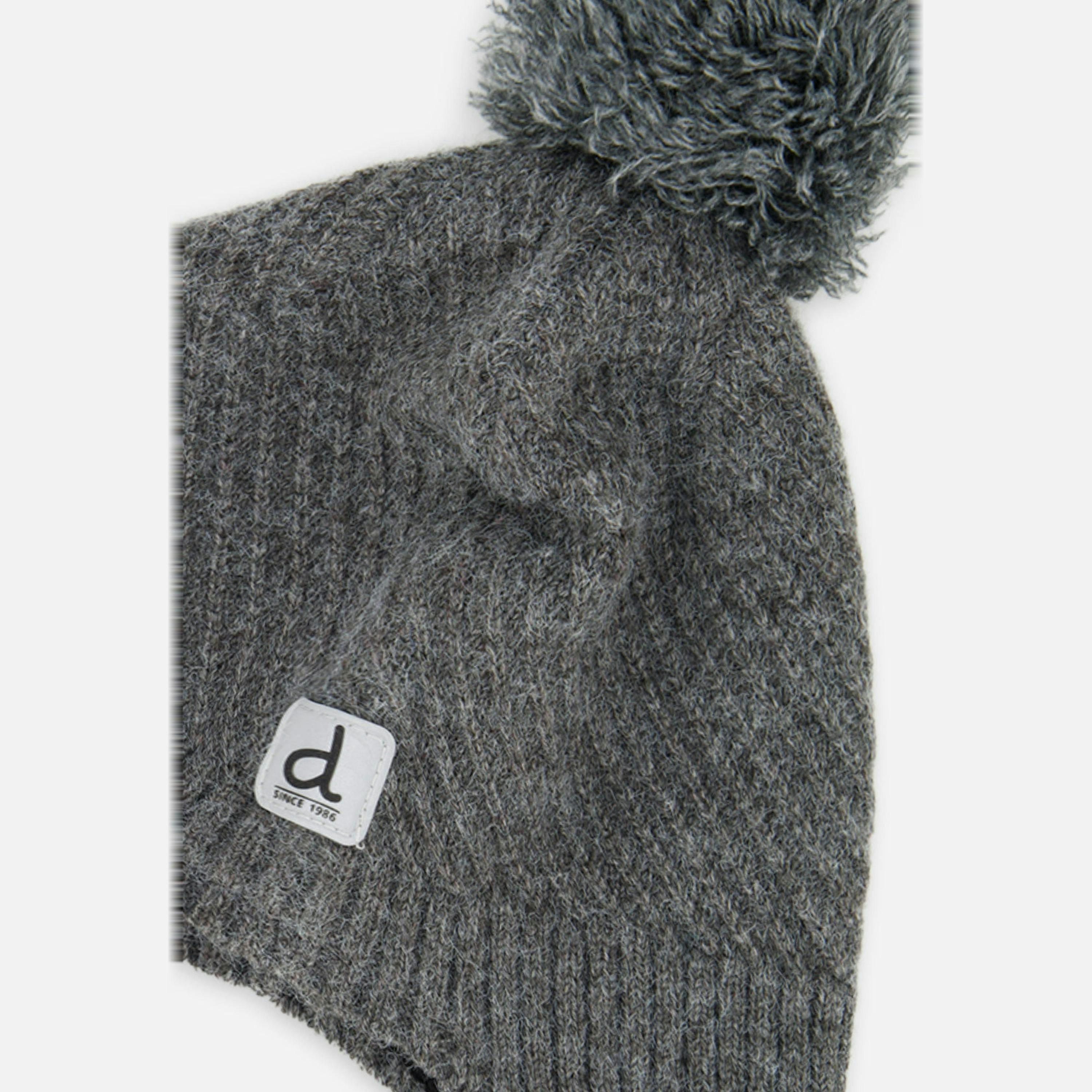 Winter Peruvian Knit Hat With Pompom Cool Dark Grey , view 3 of 3
