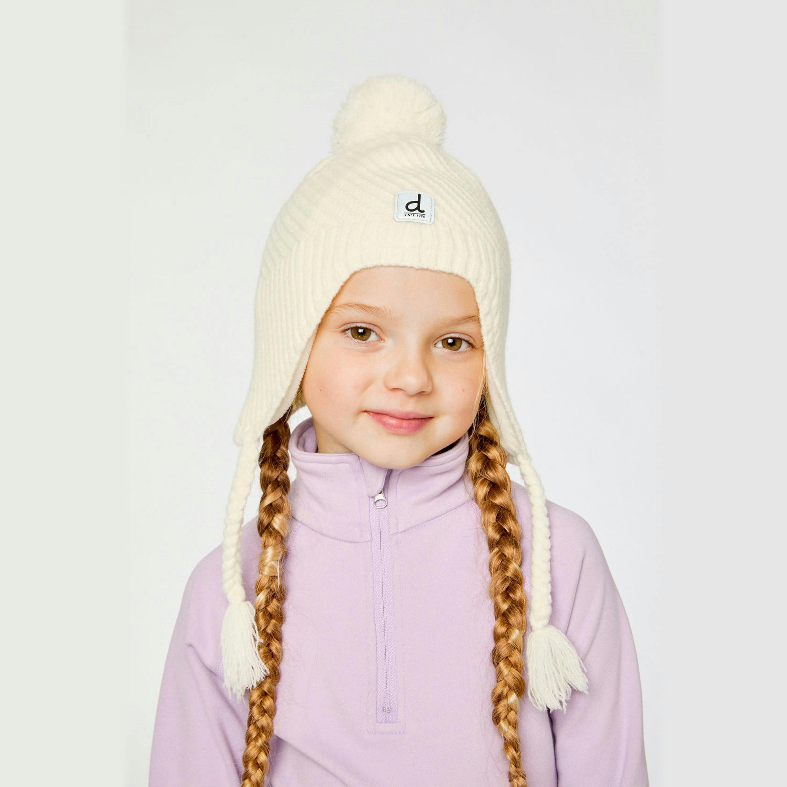 Winter Peruvian Knit Hat With Pompom Off-White , view 2 of 4