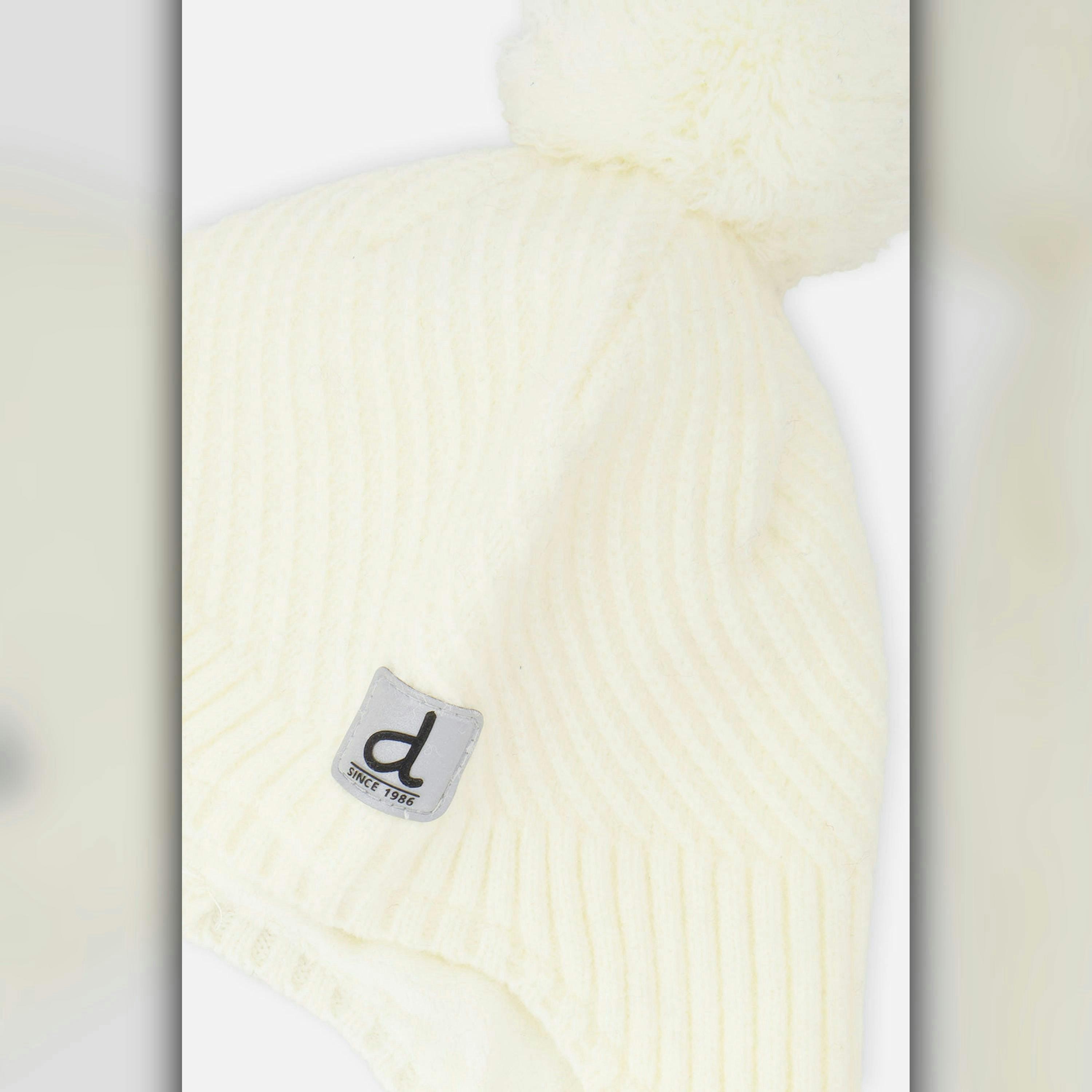 Winter Peruvian Knit Hat With Pompom Off-White , view 4 of 4