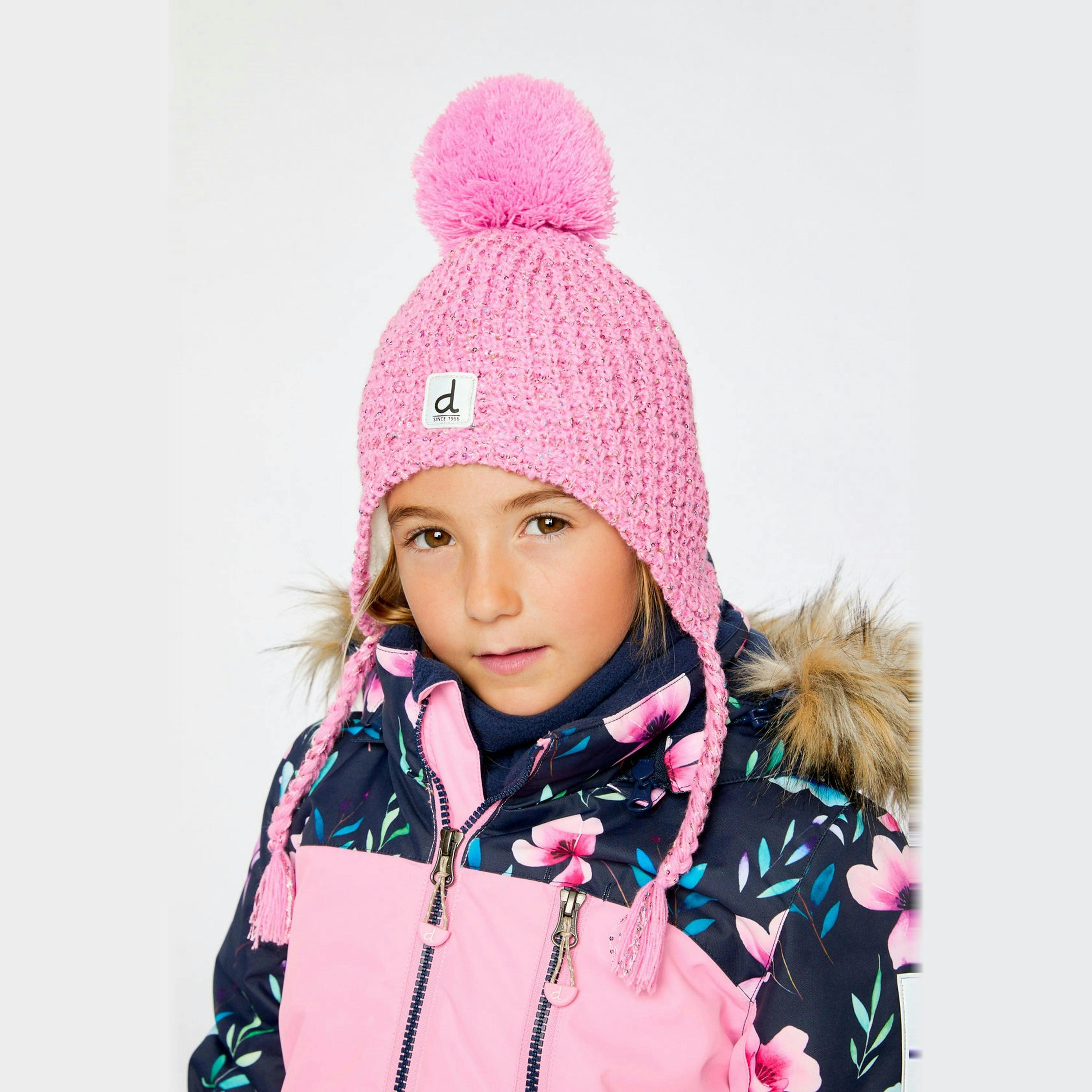 Winter Peruvian Knit Hat With Pompom Pink , view 2 of 3