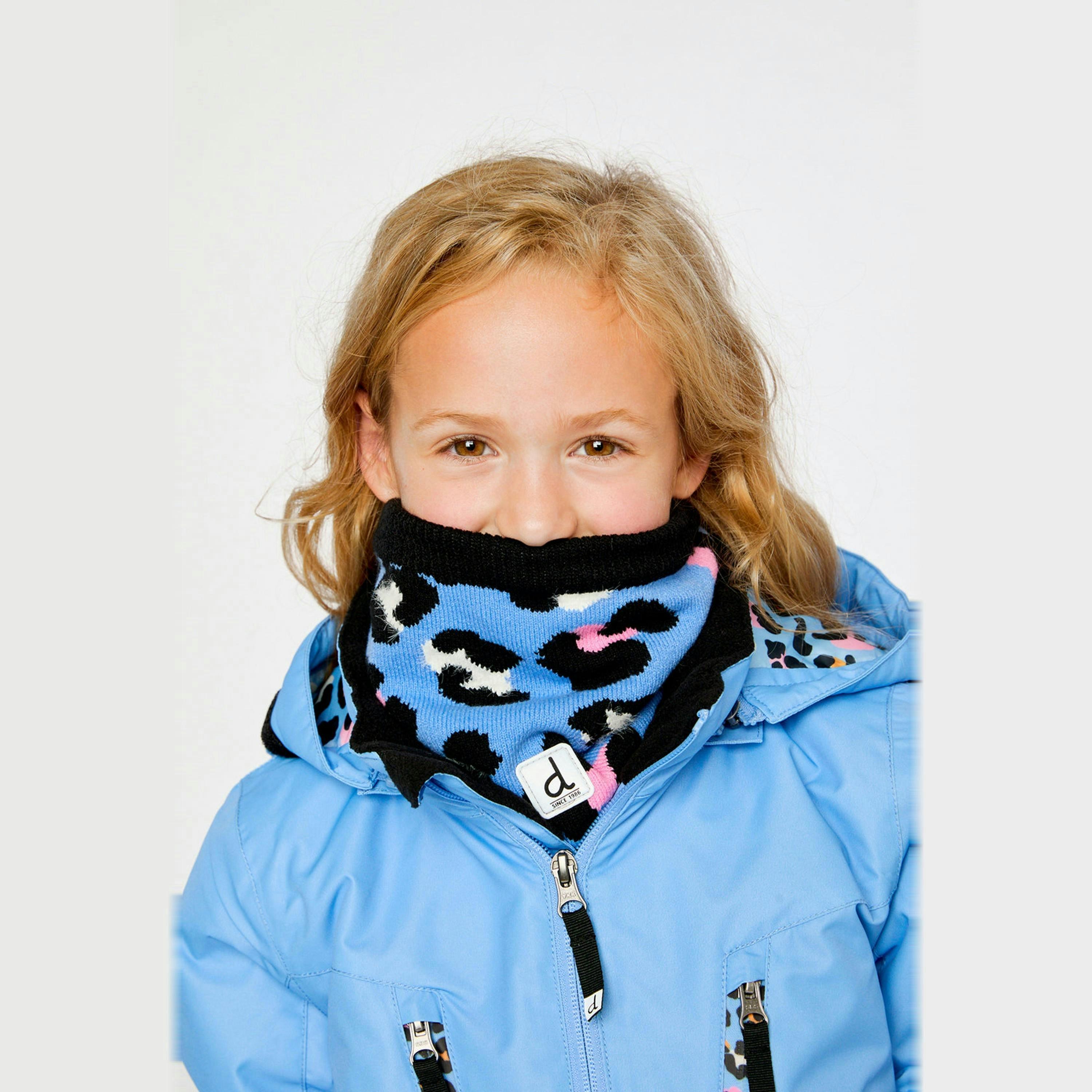 Winter Knit Neckwarmer Blue Leopard Print , view 2 of 3