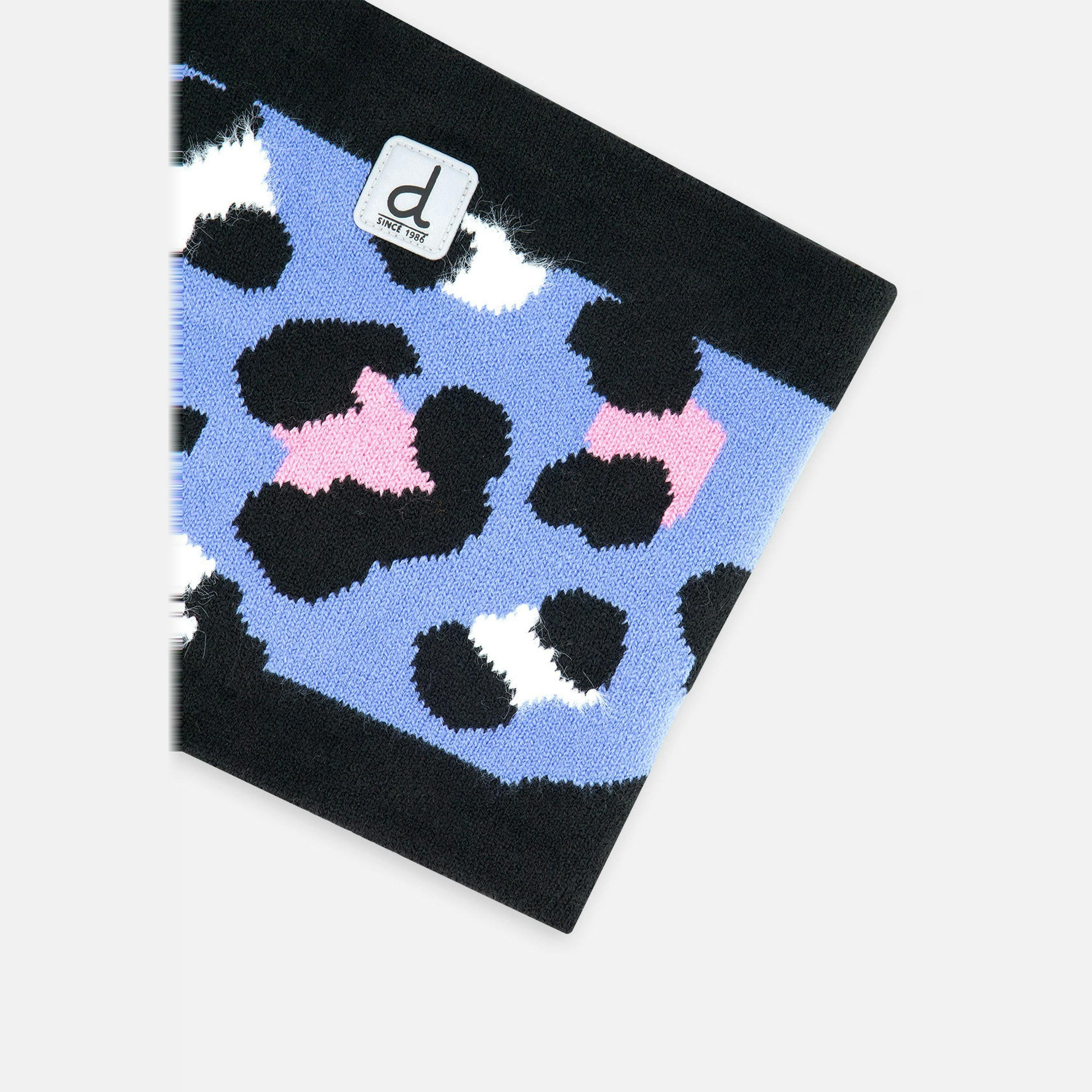 Winter Knit Neckwarmer Blue Leopard Print , view 3 of 3