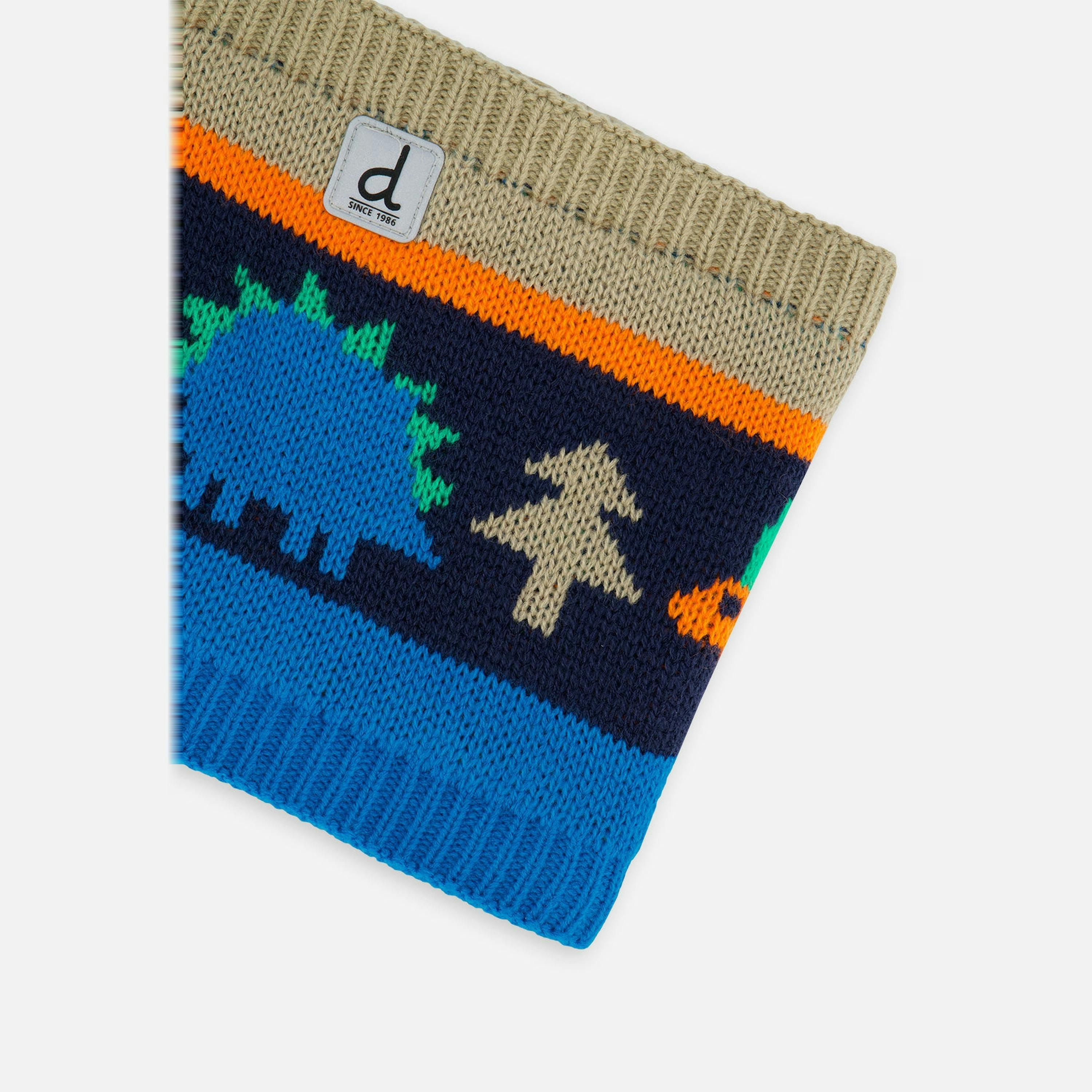 Winter Knit Neckwarmer Blue Dinosaur Print , view 3 of 3