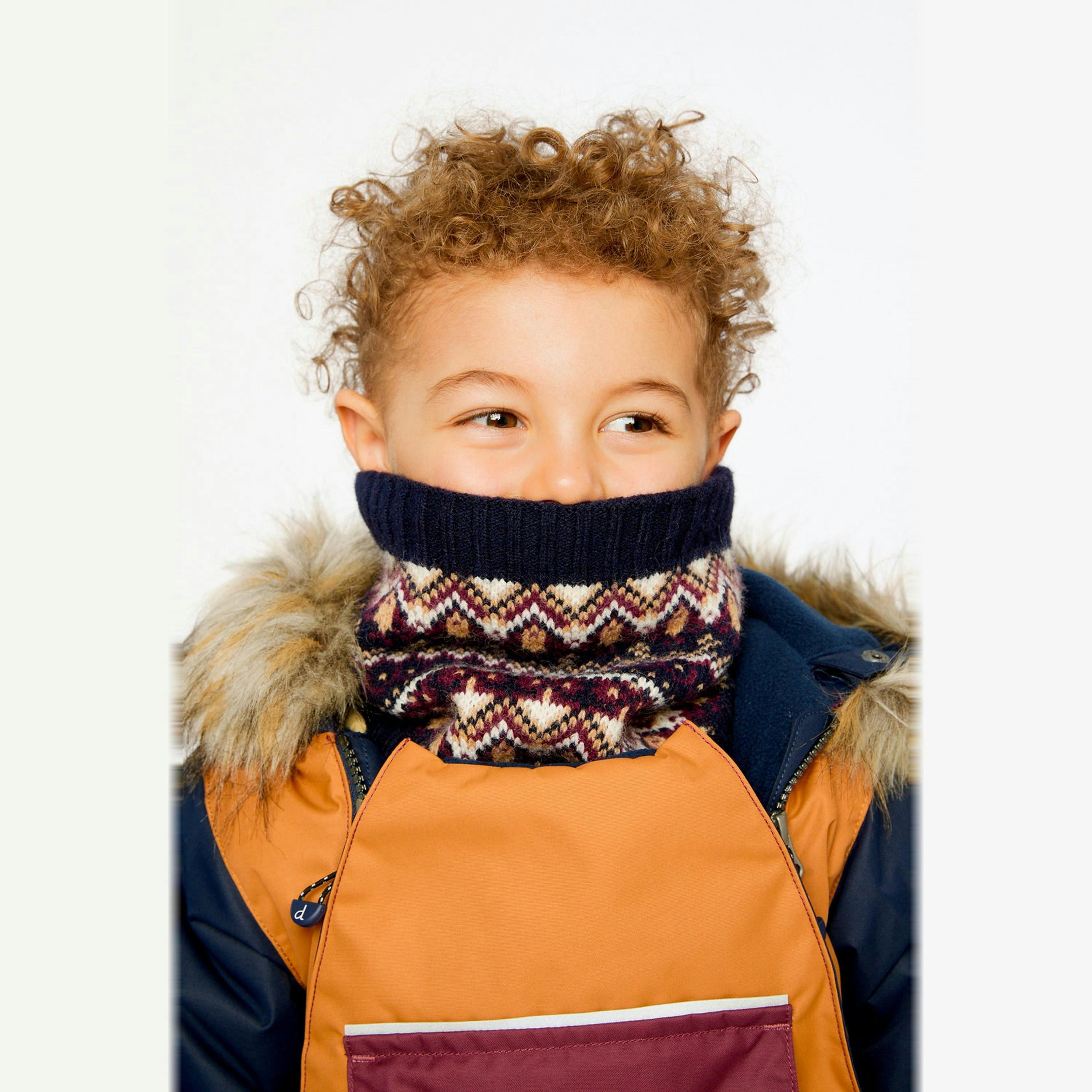 Winter Knit Neckwarmer Blue And Red Jacquard , view 2 of 3