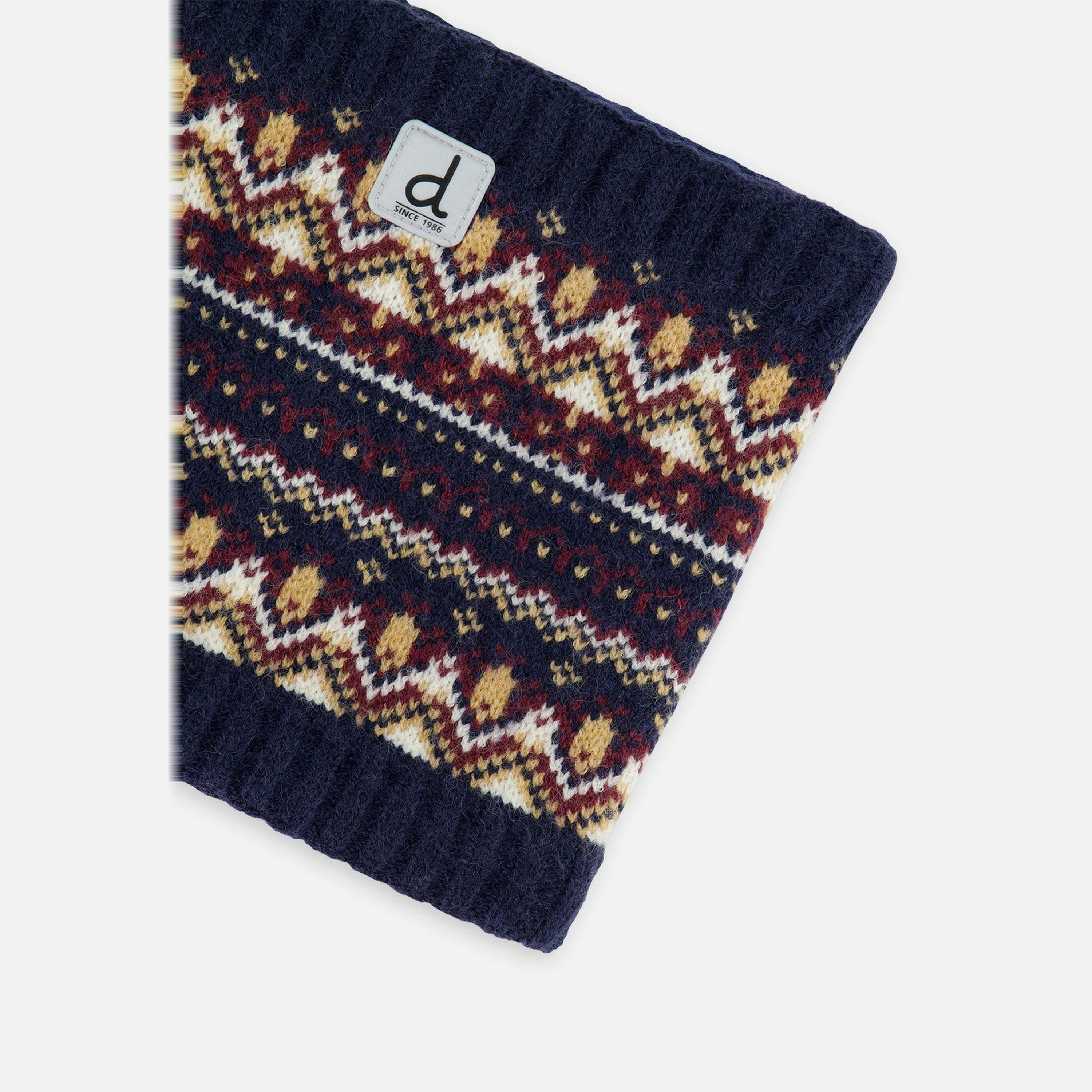 Winter Knit Neckwarmer Blue And Red Jacquard , view 3 of 3