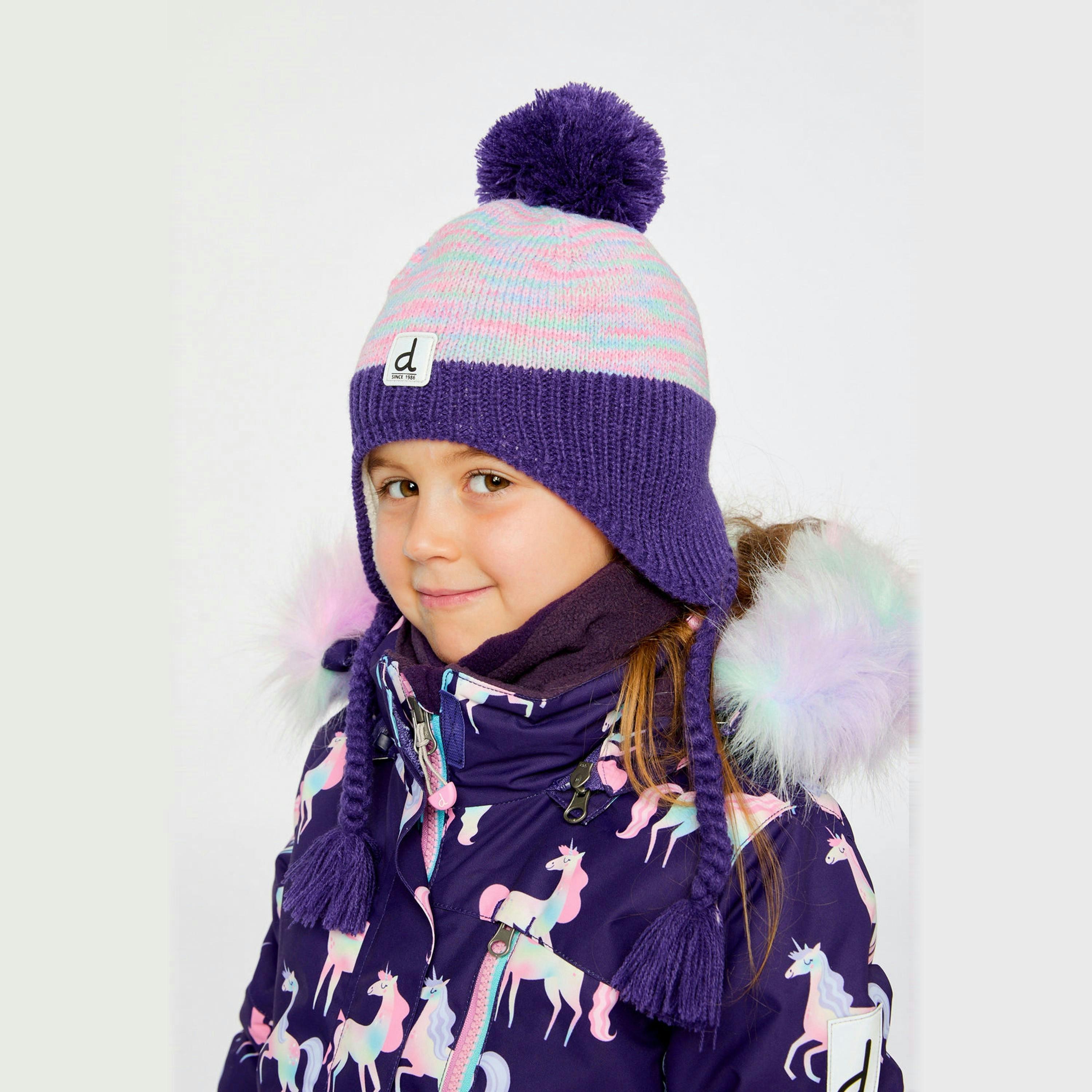 Winter Peruvian Knit Hat With Pompom Multicolored , view 2 of 3