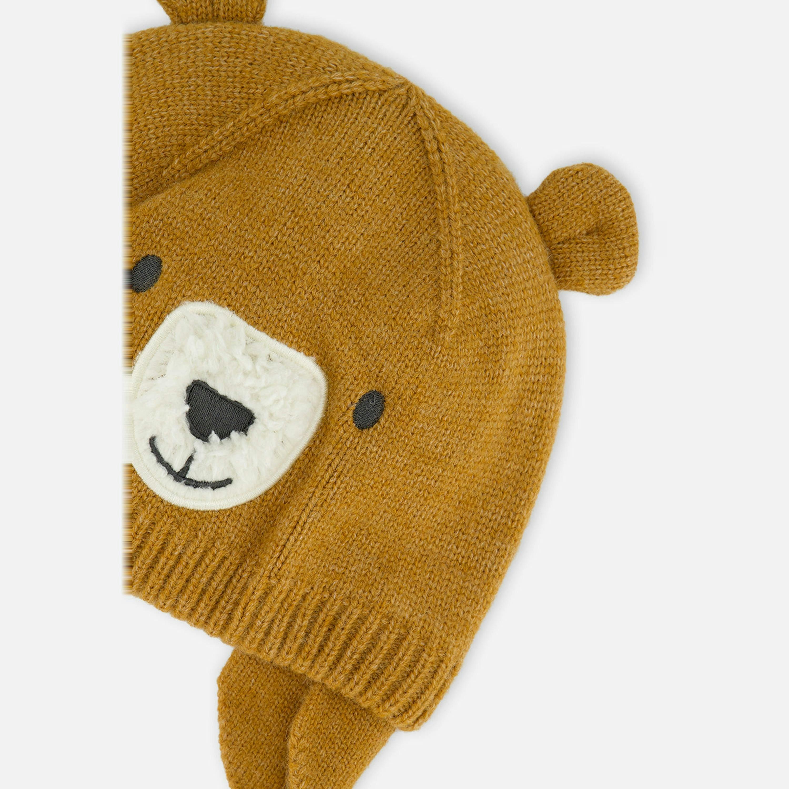 Baby Bear Winter Knit Hat With Ear Flaps And Ears Brown Sugar , view 3 of 3
