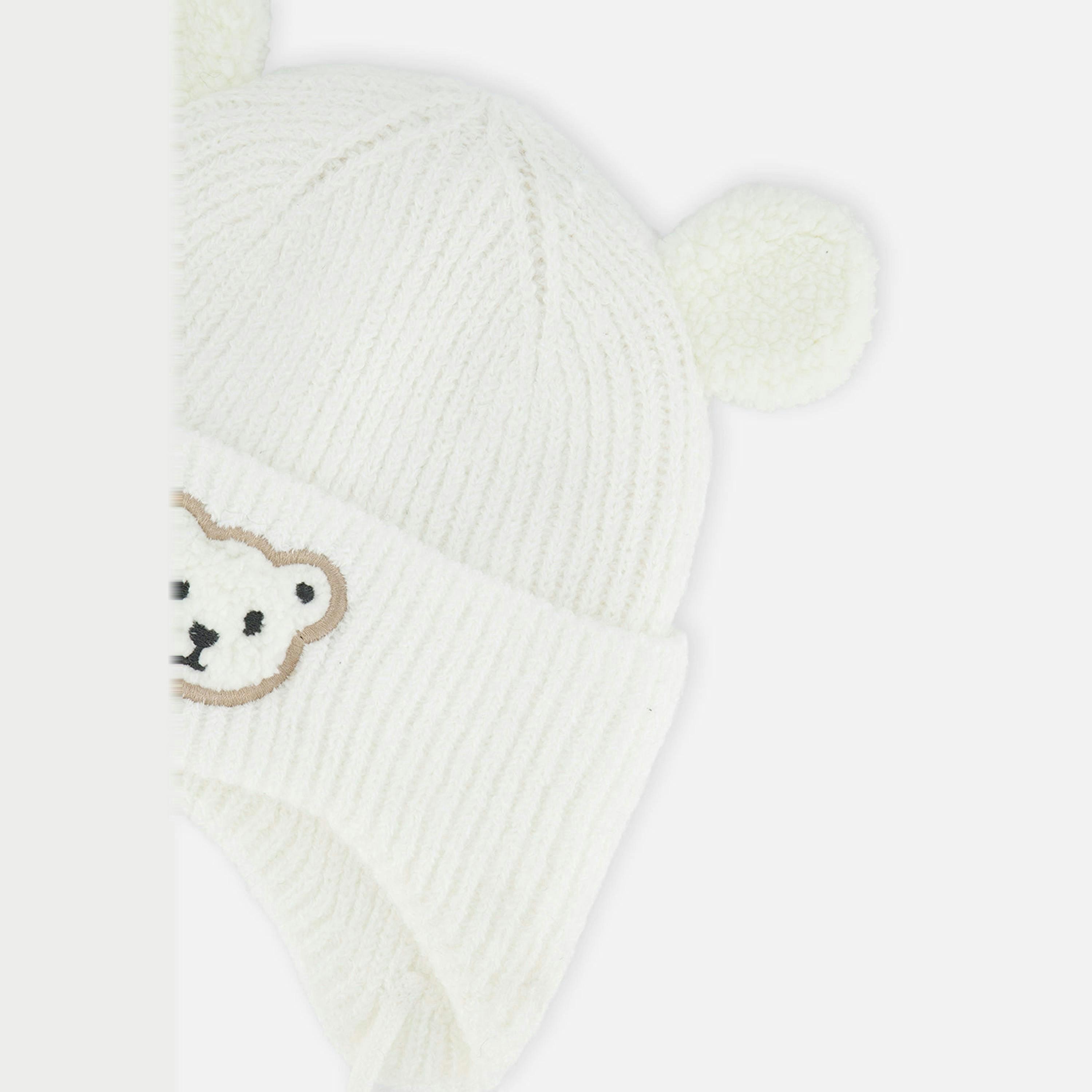 Baby Winter Knit Hat With Ear Flaps And Ears Off-White , view 3 of 3